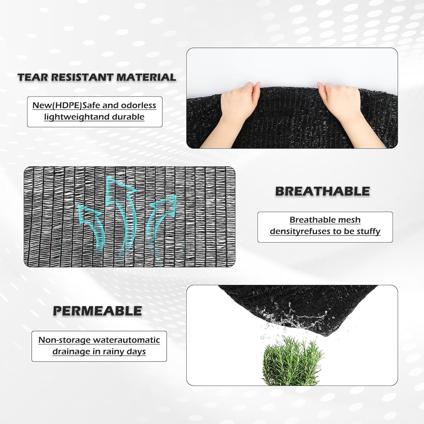 Garden expert 50% Sun Shade Cloth 5x10ft Mesh Tarp with Grommets for Plant Cover Patio Canopy Garden Pergola Greenhouse Car Barn Kennel Black