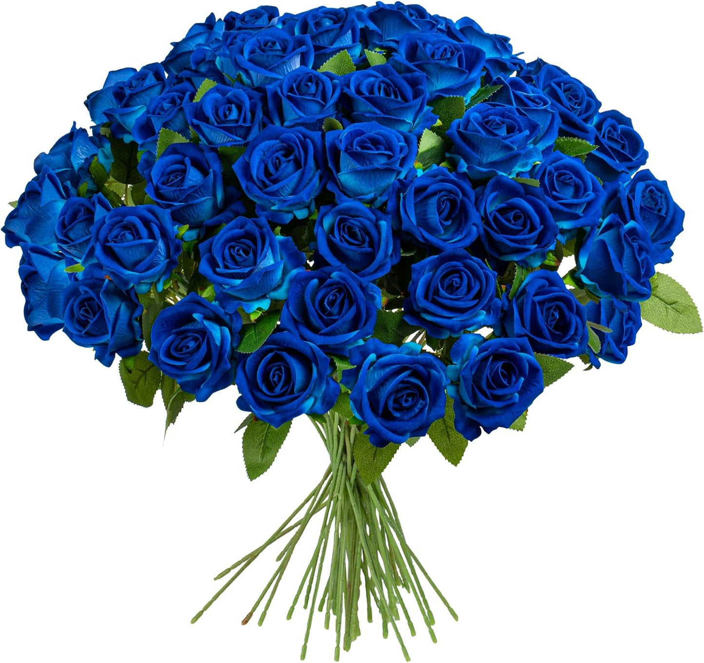 Fake Plants Roses Flowers Plastic Flowers Spring Decorations for Home Gifts for Gf Roses Artificial Flowers for Vase Fake Flowers Home Decor Fake Plant 19.6"(50PCS Blue)