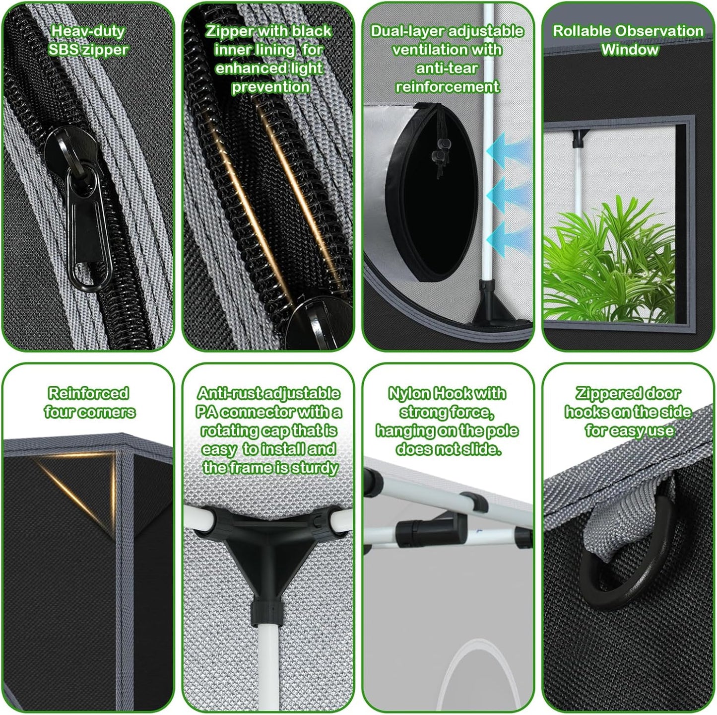 4x2 Grow Tent Plant Tent Dark Room, 600D Mylar Hydroponic 48"x24"x60" Grow Tent with Removable Floor Tray for Indoor Plant Growing