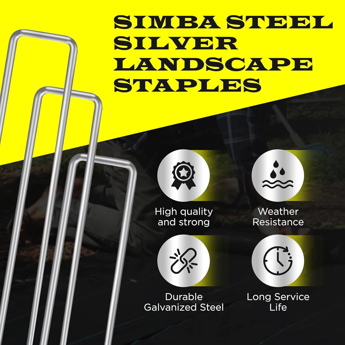 75 Pack x 4 Inch Landscape Staples Galvanised, Fabric Pins, 11 Gauge, Garden Staples, Tent Stakes, Fabric Pins for Lawn, Fence, Tent, Decoration, Weed Barrier, Outdoor. (75 x 4in)