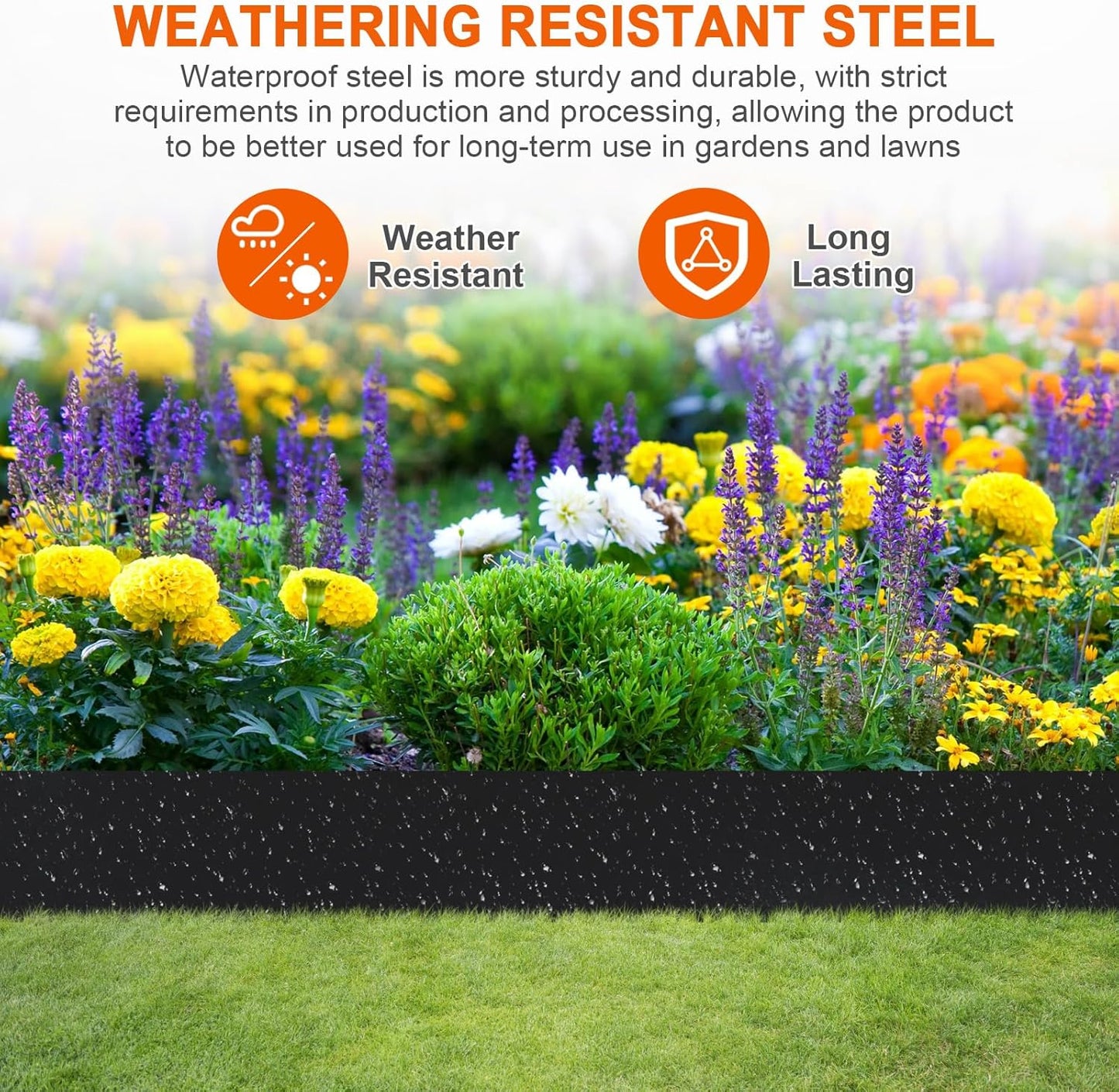 42" L X 7.9" H Metal Landscape Edging, Heavy Duty Galvanized Steel Garden Edging,6 Pack Garden Edging Border for Lawn, Flower Bed, Yard (Black