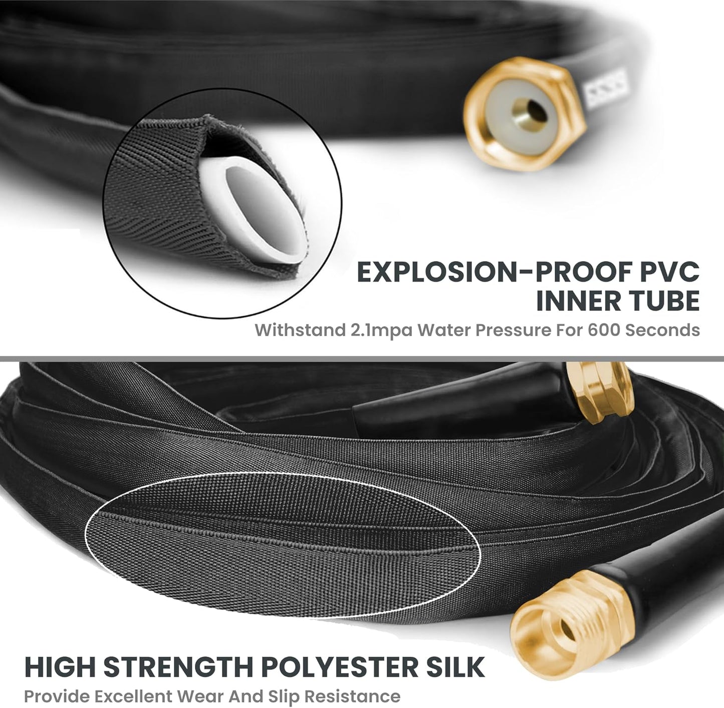 Giraffe Tools Garden Hose 75FT Lightweight Lay Flat Water Hose Kink Free Flexible Hose with 9 Spray Function Nozzle, Black