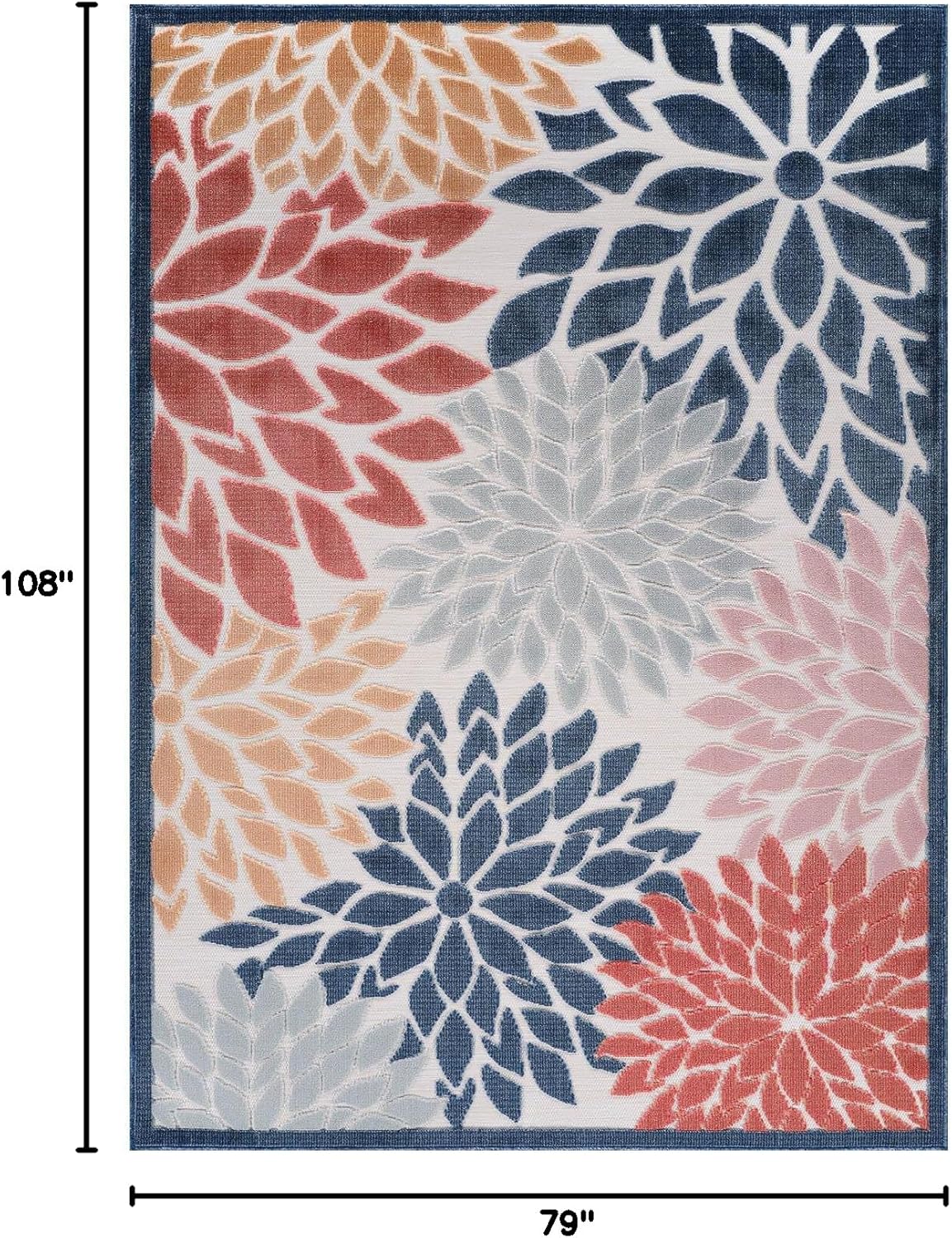 Beverly Rug Outdoor Rug 6x9 Modern Floral Tropical Area Rugs for Indoor and Outdoor Patio Easy to Clean Non Shedding Living Room Porch Garden Washable Outside Carpet (6 x 9 Multicolor)