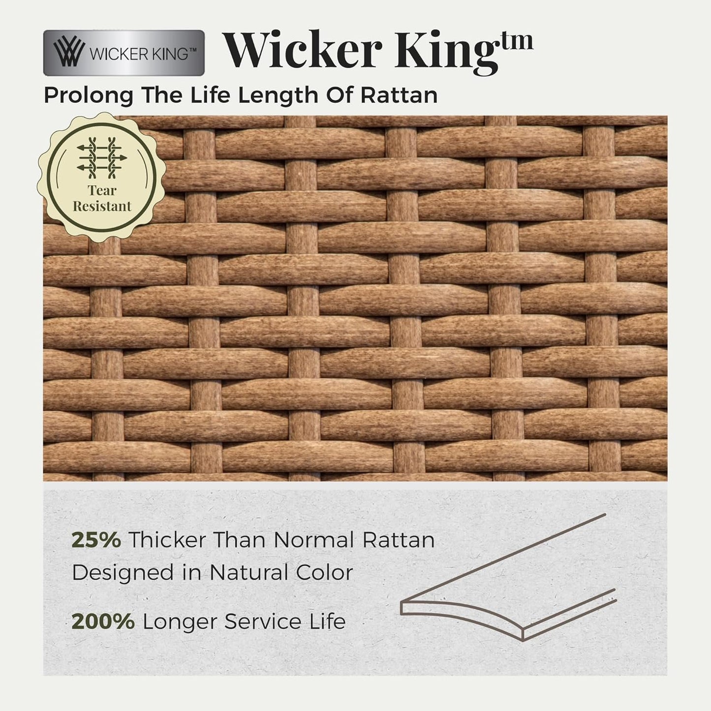 2 Pcs Outdoor Patio Furniture Set, Outdoor Wicker Sofa Couch, Rattan Armchairs Set of 2 with 10" Thick Waterproof Cushions for Deck Backyard Lawn