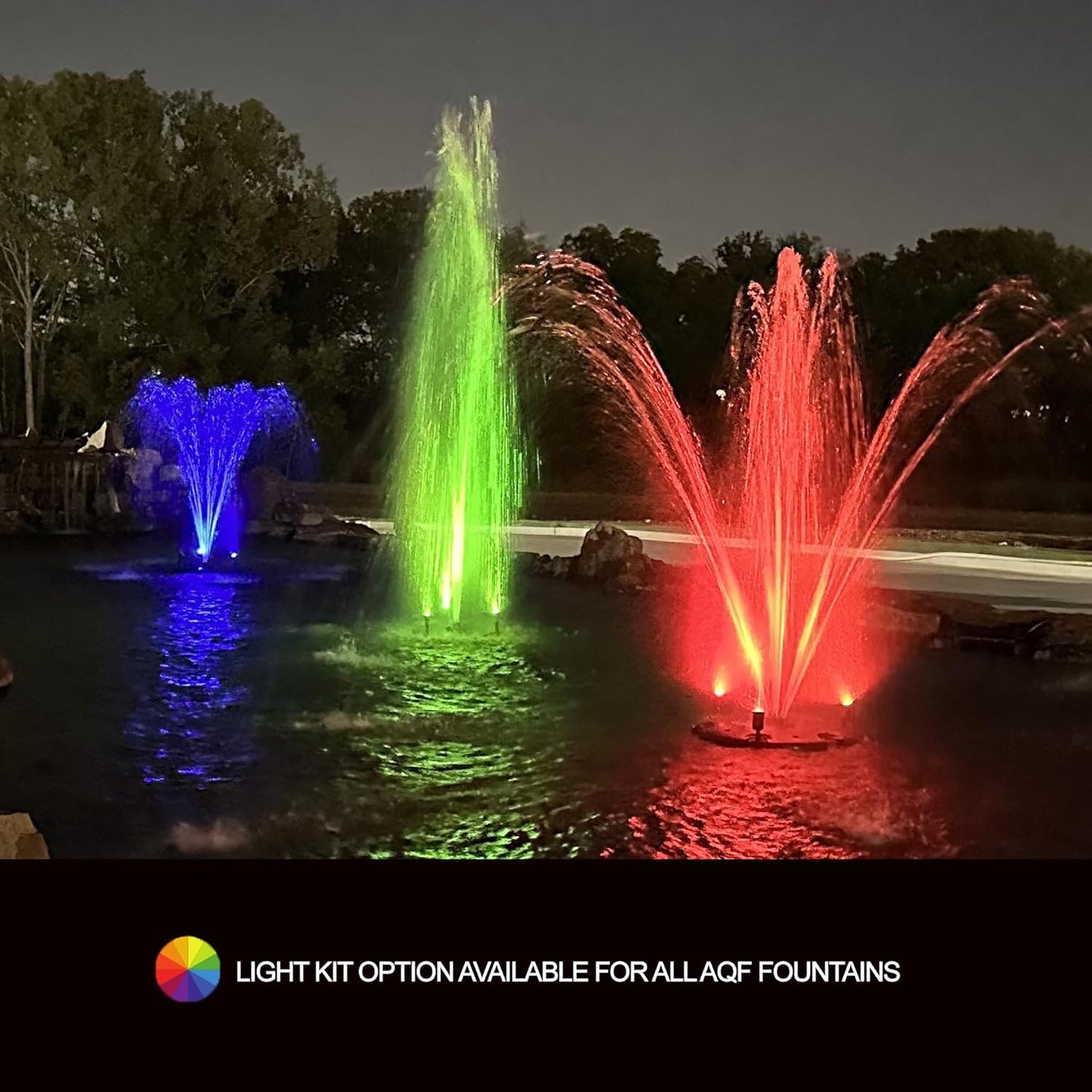 HALF OFF PONDS Floating Fountain – 1/3 HP Pond Aerator, 100' Cord – 5,200 GPH Water Pump – 9 Spray Patterns - Color-Changing LED Lights - for Ponds & Water Gardens