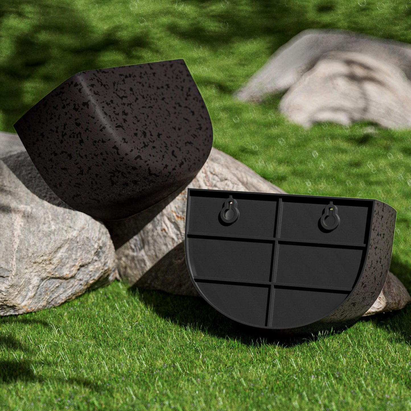 2 Pack Wall Hanging Planter Pots for Indoor and Outdoor Plants, 7 Inch Half-Moon-Shaped Plastic Wall Planter, Wall Mounted Succulent Planters (Iron)