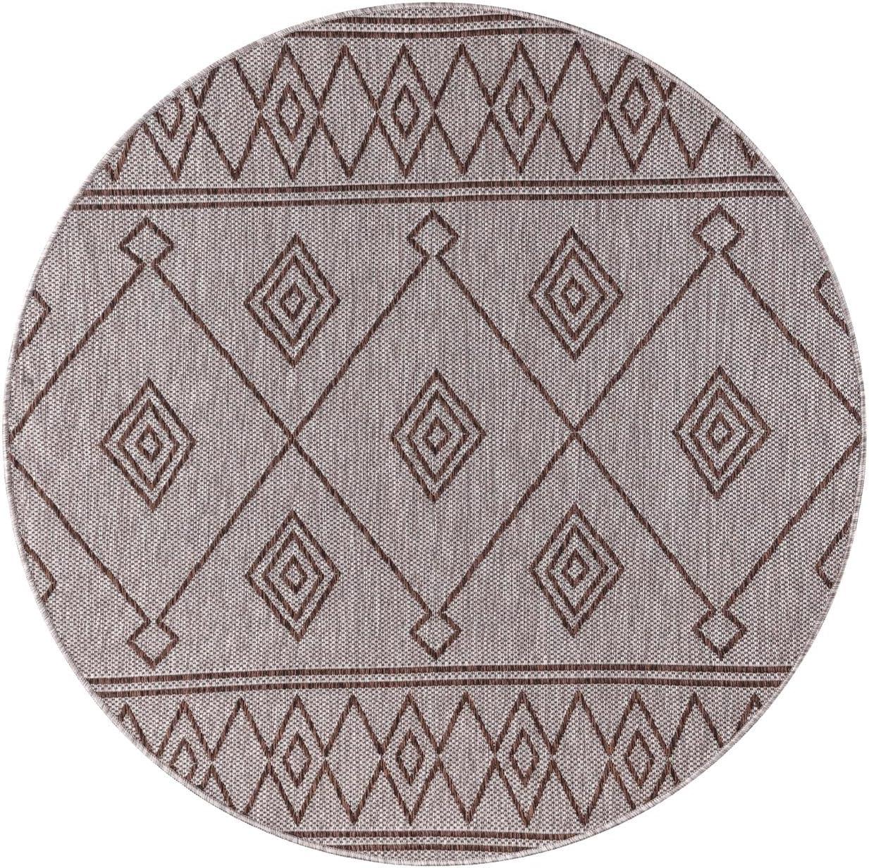 Keen Home Design Terrace Outdoor Round Rug - 8ft Round Washable Indoor/Outdoor Rug for Patio, Kitchen, Balcony, Beach, Garden, Deck and Porch, Size: 7'7" Round