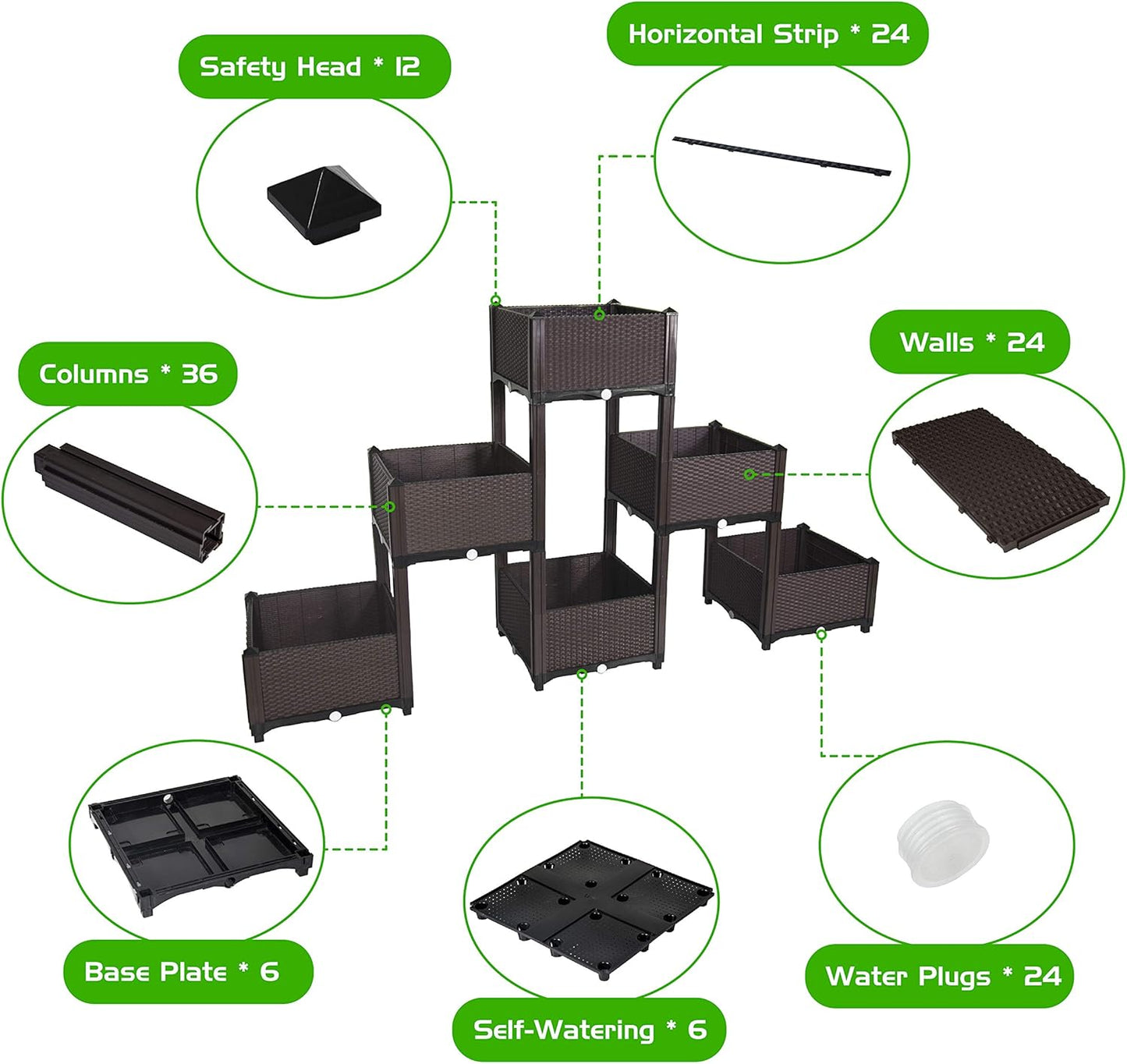 D'vine Dev Planter Raised Beds - Elevated Garden Box with Drainage Plug Raised Garden Beds for Vegetable/Flower/Herb Outdoor Standing Beds Gardening Kit, RGB-6