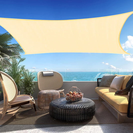 5' x 15' Beige Rectangle Sun Shade Sail SSP1212 Canopy Durable Fabric UV Block Awning,We Make Custom Orders