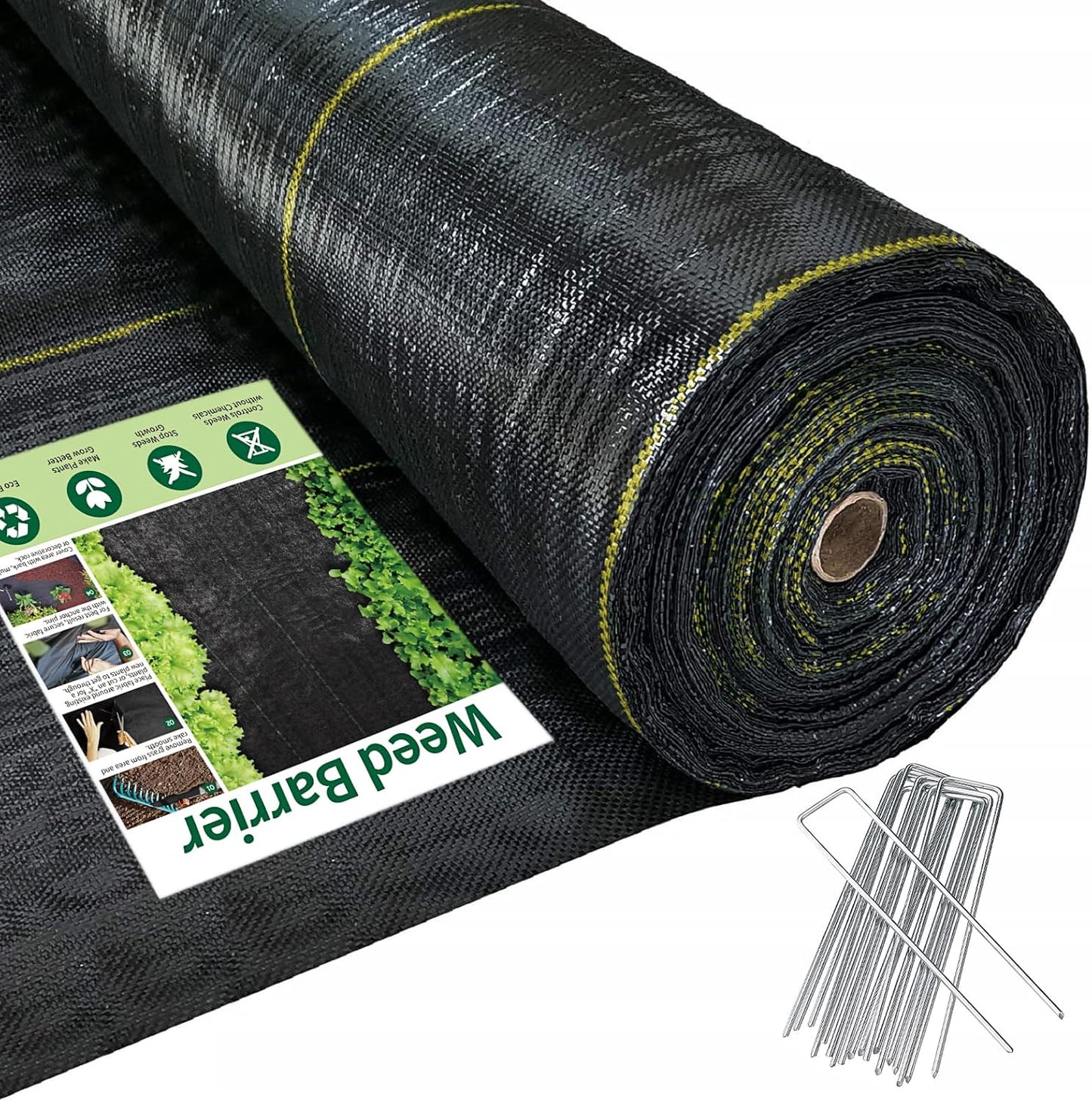 5ft x100ft Black Weed Barrier Landscape Premium Fabric-Heavy Duty Woven Ground Cloth with Superior Permeability Weed Control Convenient Design