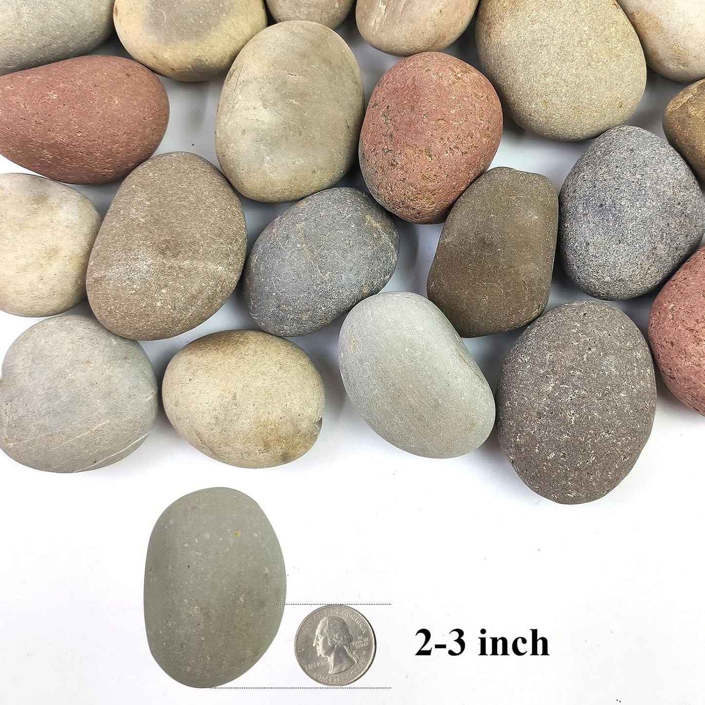 Natural River Rocks, 2-3 Inch River Rocks for Landscaping, Mixed Colors Pebbles for Plants, Flower Beds, Indoor Fountains, Gardens, Paths, Backyards, Fish Tanks(20lbs Bulk)