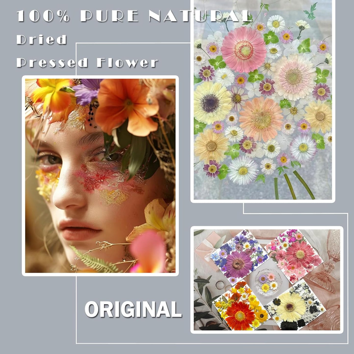 106Pcs Big Dried Pressed Flowers for Resin, Assorted Real Natural Bulk Dry Floral Leaves for DIY Art Crafts, Epoxy Molds, Jewelry, Soap, Candle Making, Nails Decors