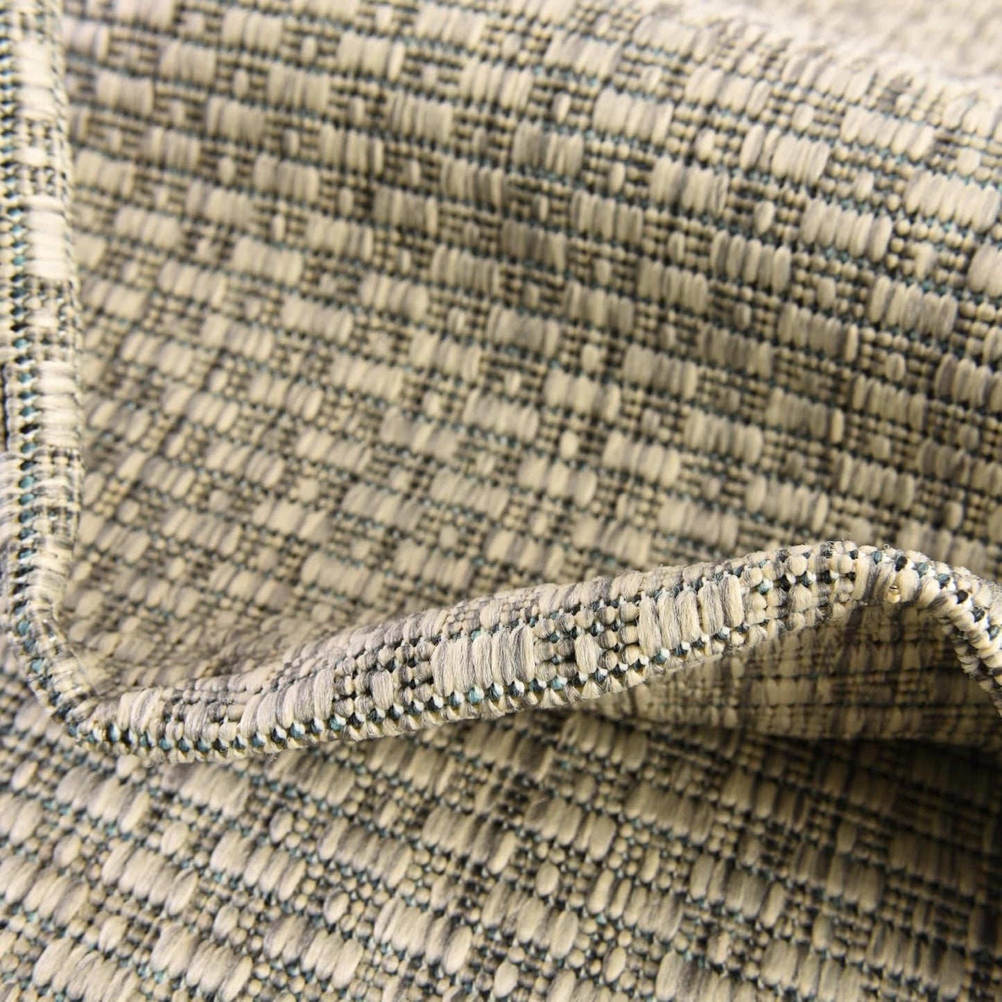 Unique Loom Collection Casual Transitional Solid Heathered Indoor/Outdoor Flatweave Area Rug (5' 1" Round, Light Gray/Ivory)