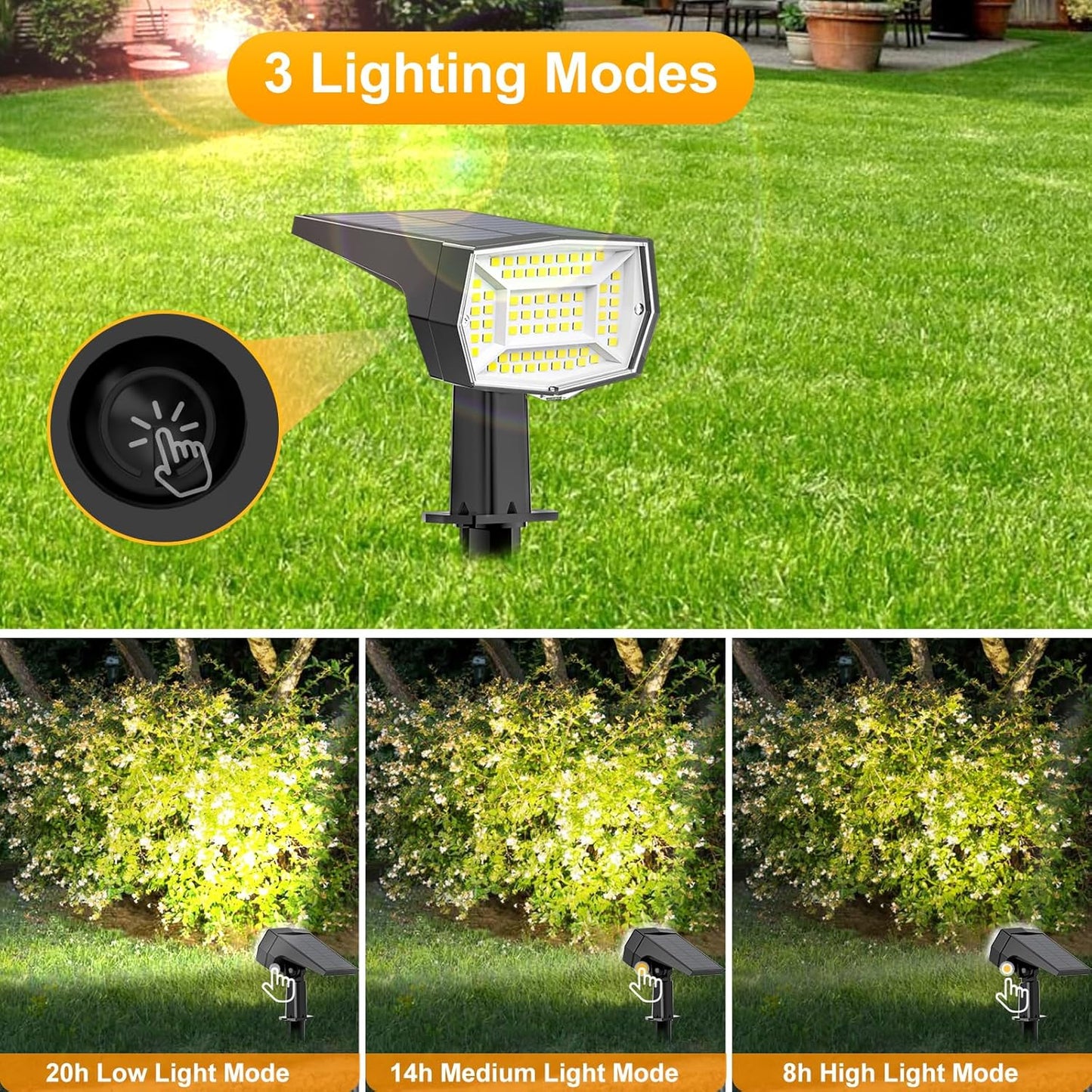Fabrito 72 LEDs Solar Spot Lights Outdoor Waterproof, 3 Modes Landscape Spotlights, Dusk to Dawn Solar Powered Flood Wall Lights for Outside, Solar Garden Lights for Yard Porch 10 Pack (Cool White)