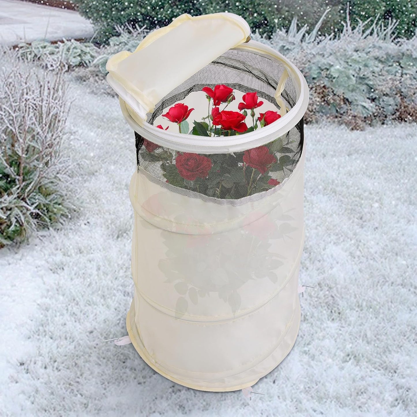 2 Pcs Pop Up Rose Cones for Winter Protection, 20" x 13" x 9" Winter Rose Collars Protective Cover, Freeze Protection Roses Bush Cover for Protecting Against Frost Wind and Animals Eating