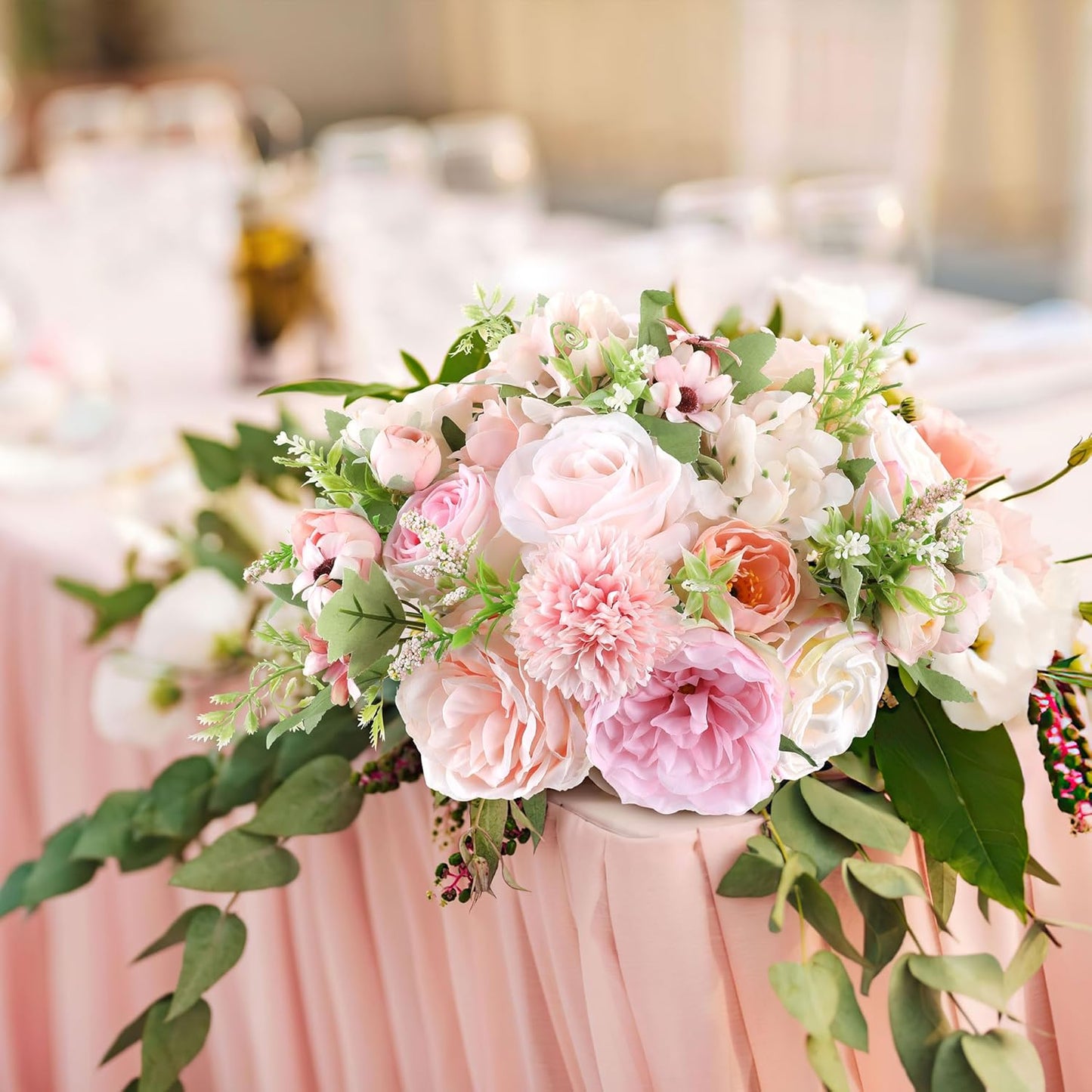 AGIRL Rose Artificial Flowers Combo Fake Flowers Pink Roses Silk Flowers with Stems for DIY Bridal Wedding Bouquets Centerpieces Arrangements Table Party Baby Shower Home Decor