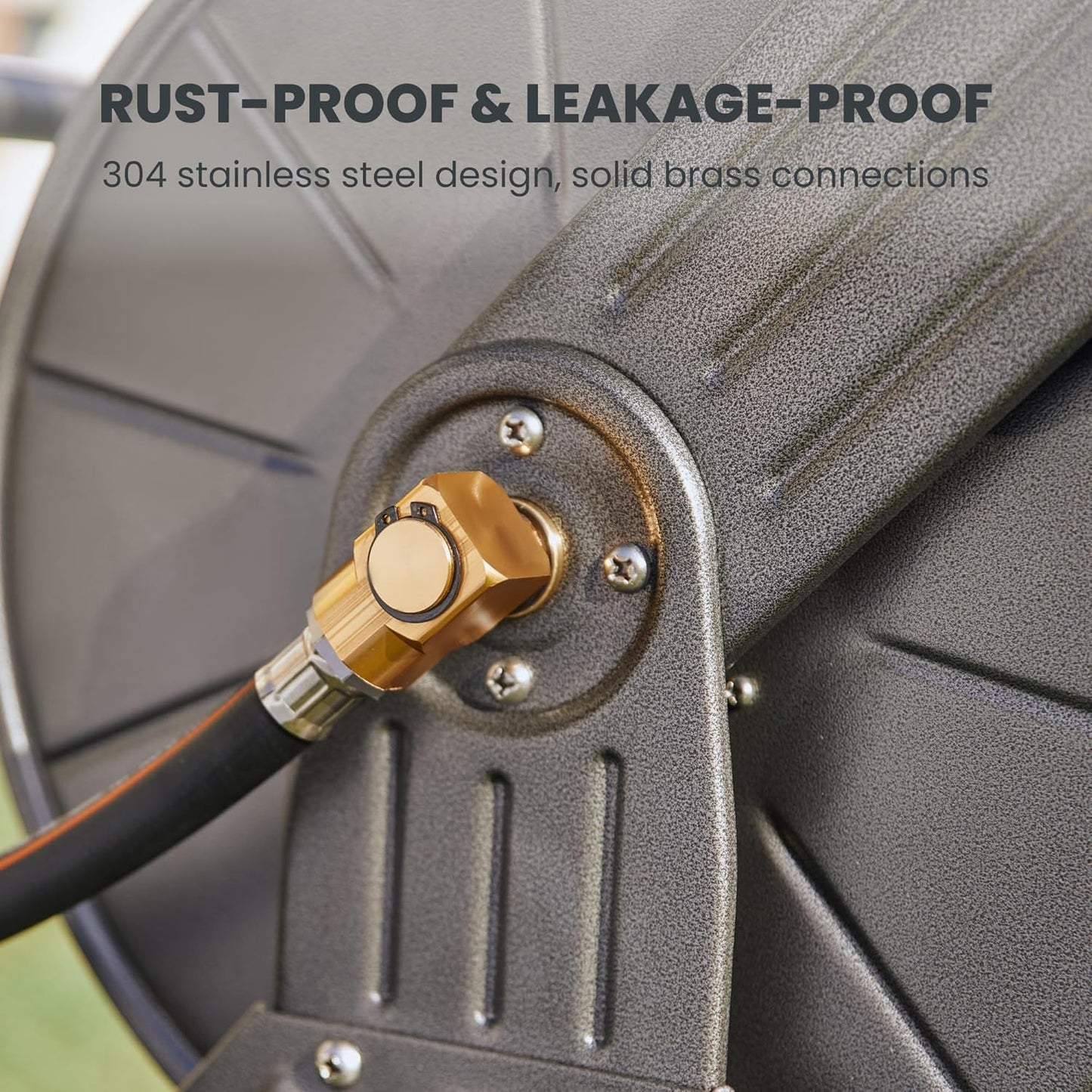 Giraffe Tools Garden Hose Reel Cart with Wheels, Heavy Duty Metal Water Hose Reel Cart, 200 ft of 1/2 Capacity, Mobile Hose Reel Cart for Outside