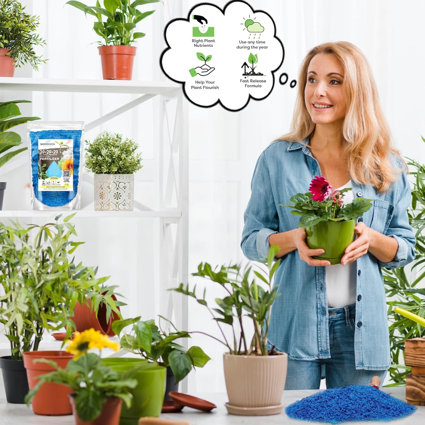 20-20-20 Water-Soluble Fertilizer – Powder for Liquid Plant Food for Indoor & Outdoor Plants, Orchids, Vegetables, Lawns, Flowers – 20 20 20 Fertilizer (10 QUARTS)