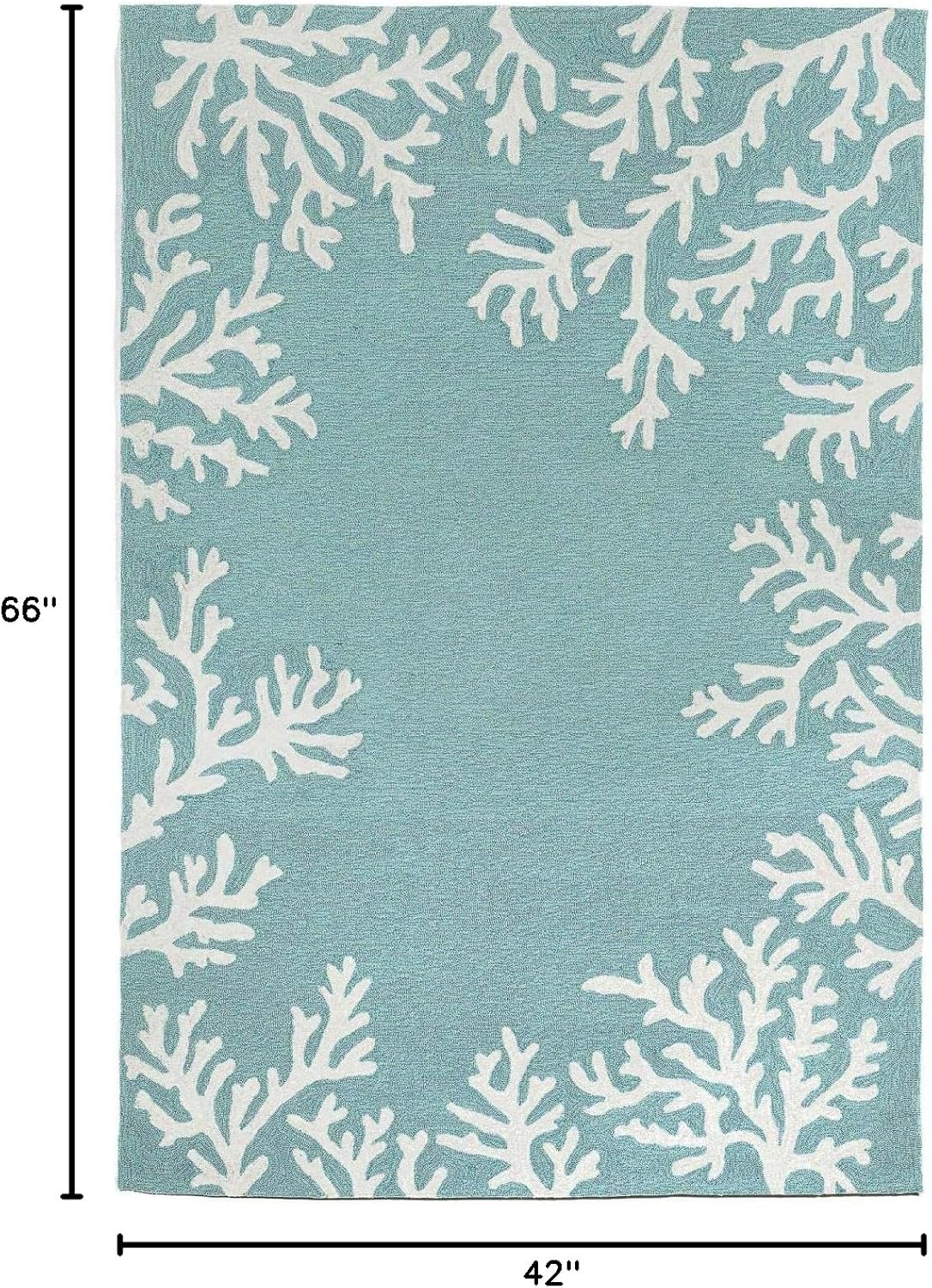 Liora Manne Capri Coastal Coral Border Aqua Indoor/Outdoor Rug, 3'6" x 5'6'