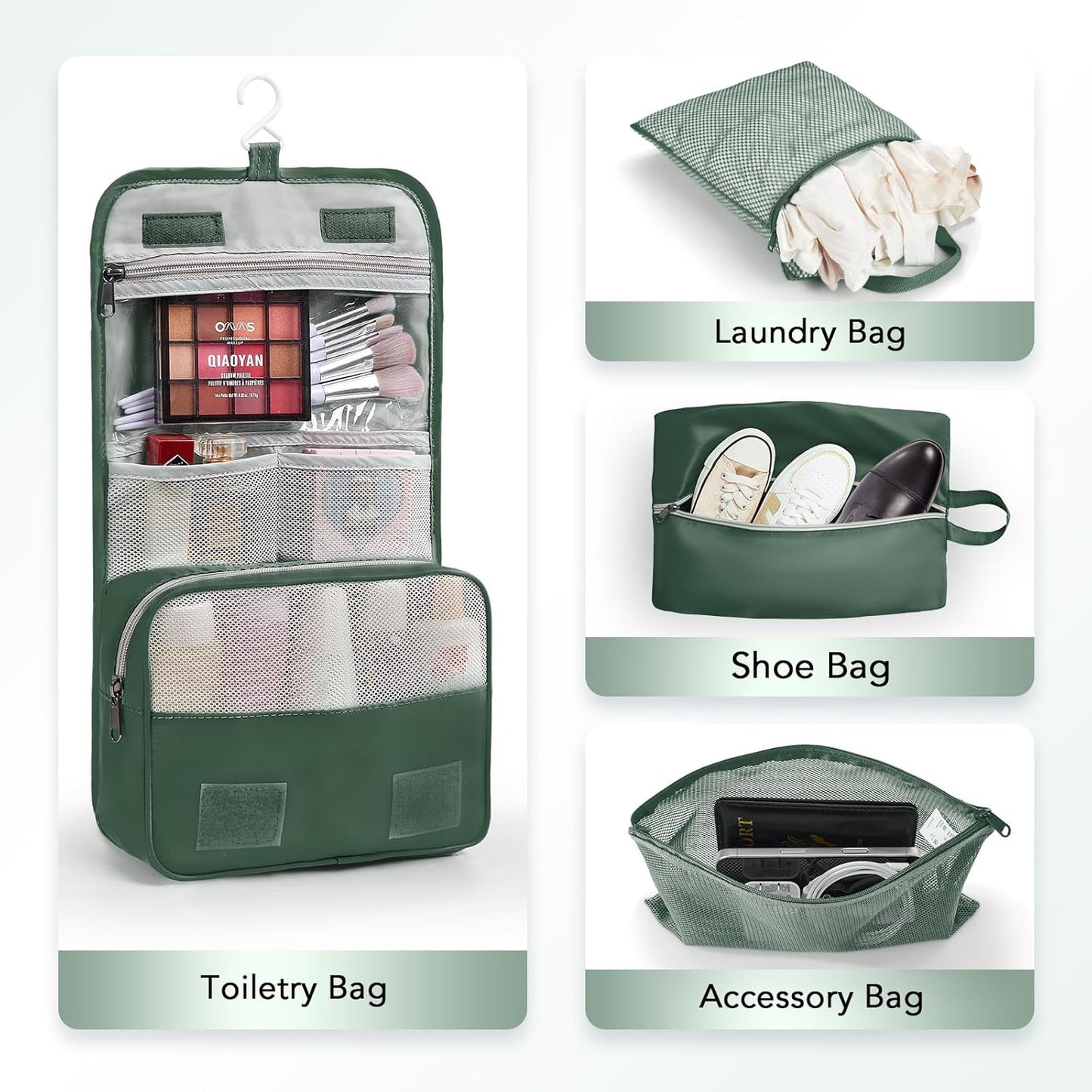 8 Set Compression Packing Cubes for Travel Essentials,Compressible Expandable Packing Cubes for Suitcase,OlarHike Luggage Organizer Bags for Travel,Handy Helper for Organizing Clothes(Dark Green)