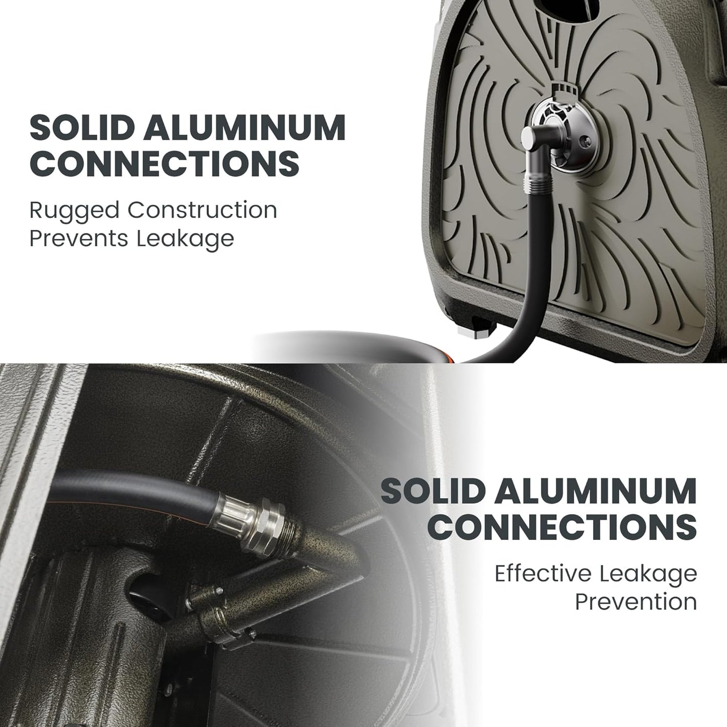 Giraffe Tools SW5-100ft Metal Hose Reel Box, 100 ft Rubber Hose Garden Hose Storage Heavy Duty Reel Hideaway, Crank Handle, 100ft 5/8" Hose, Green