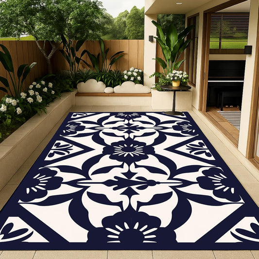 WILDROOTS 5x8 Feet Klein Plastic Outdoor Rug, Stain Resistant Waterproof Reversible Outdoor Patio Rug, Fade Resistant Camping Rug