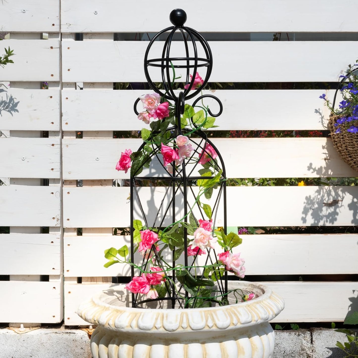 Garden Obelisk Trellis for Climbing Plants - 27.1" x 7.8" -Durable Metal Design, Rust-Proof, Ideal for Indoor & Outdoor Use, Perfect for Roses, Topiaries, and Garden Decor