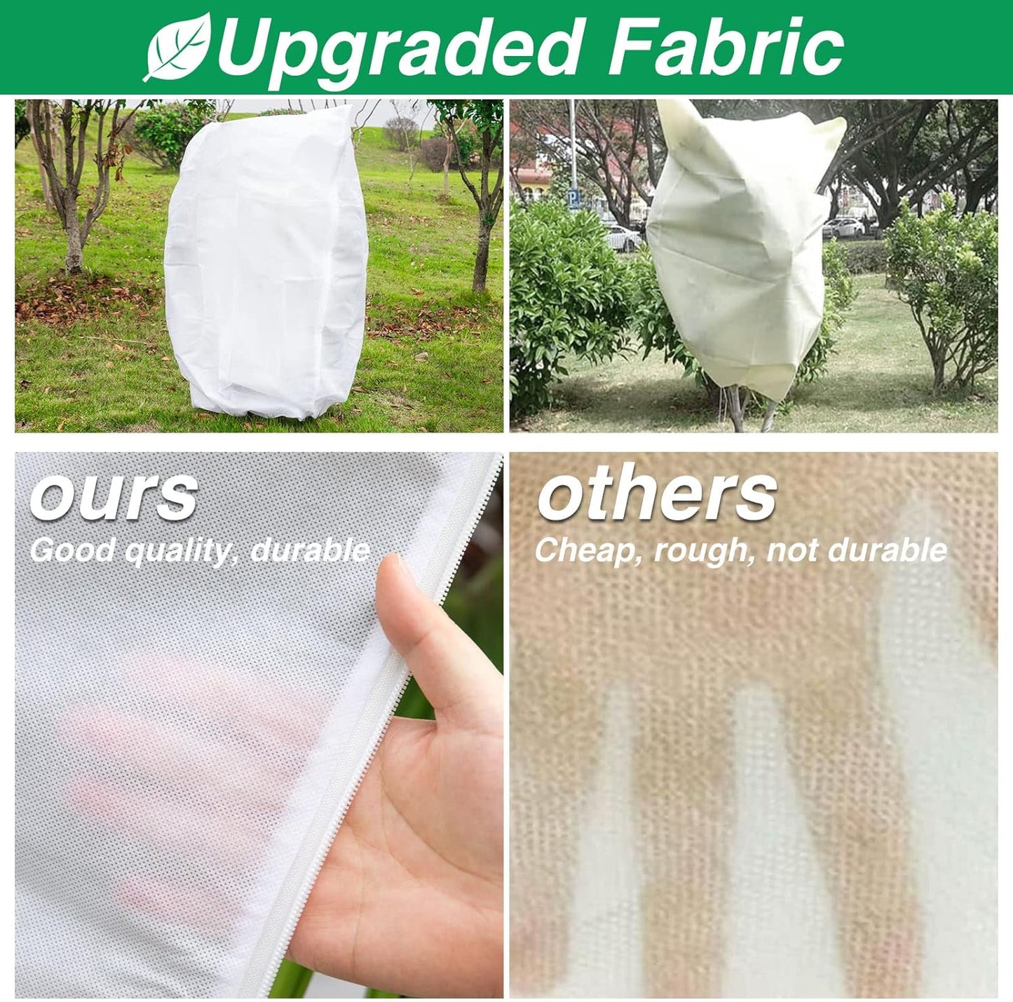 2 Pcs Plant Covers Freeze Protection, Frost Cloth Plant Freeze Protection, Frost Covers for Outdoor Plants with Drawstring and Zipper, 2.5 oz/yd² 5.9 X 3.9 Ft, for Protect Trees Shrubs from Cold Frost