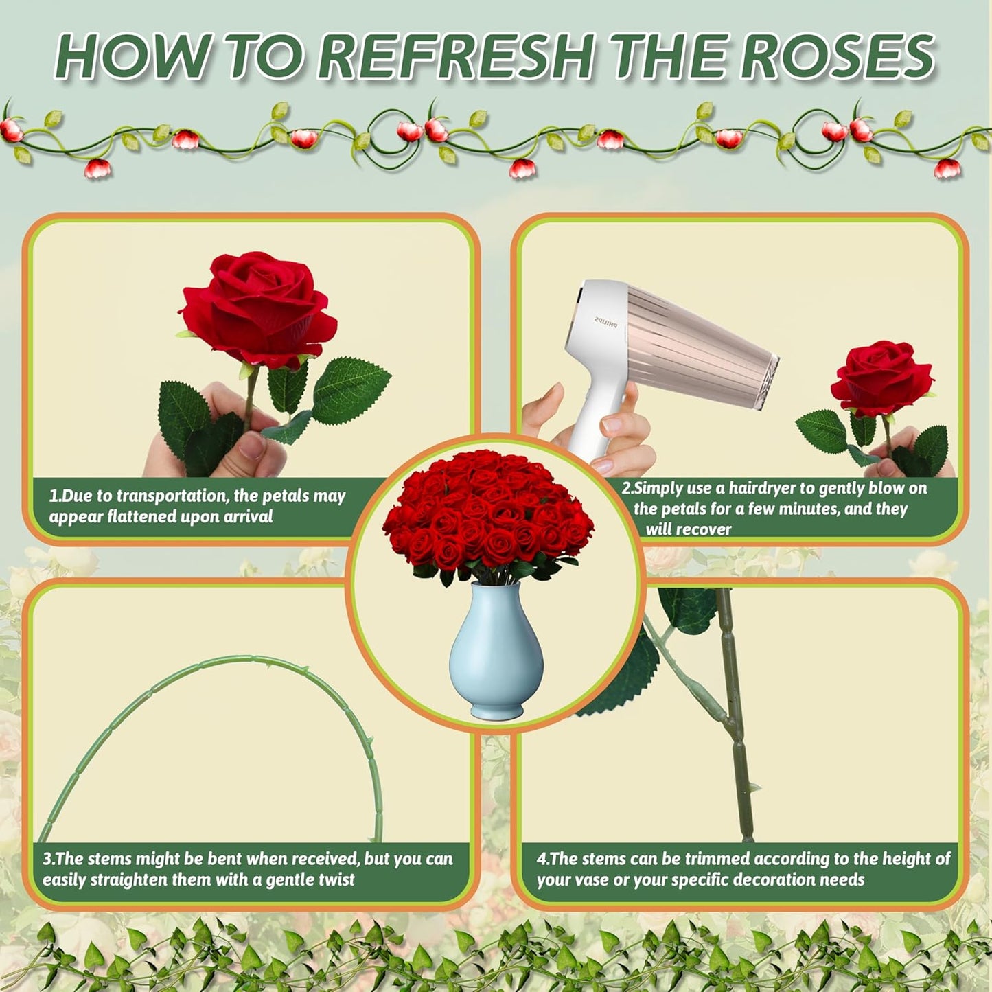 30 PCS Fake Red Roses, Artificial Flowers Bulk Realistic Silk Faux Red Rose with Stems for Wedding Decoration Anniversary Bridal Bouquet DIY Floral Arrangement Romantic Home Decor