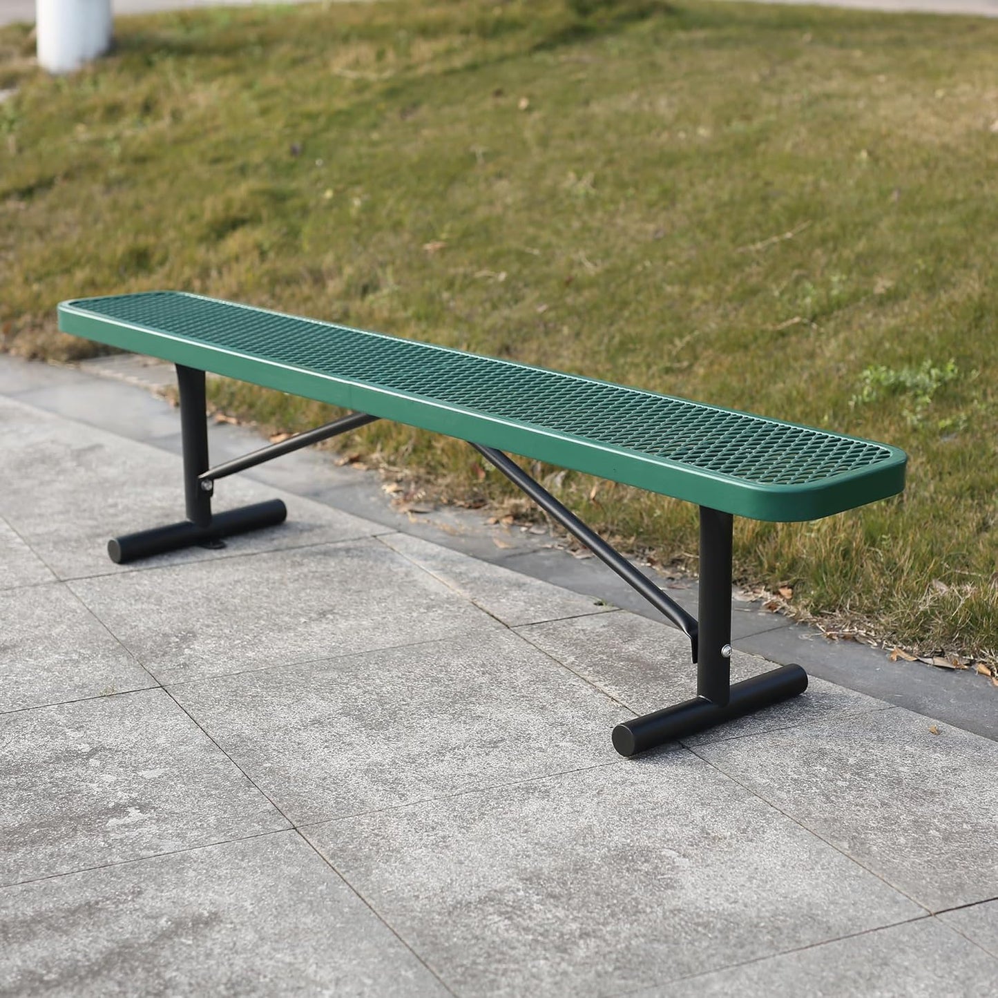 6 Feet Heavy Duty Metal Park Bench for Outside, Outdoor Bench with Portable Frame, Commercial Benches for Shopping Mall, Store, Park, Patio, Deck, Green