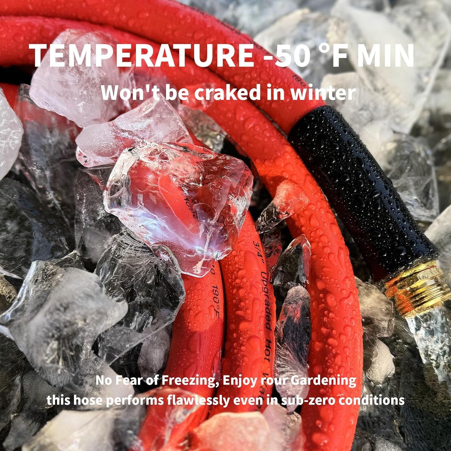 Garden Hose 10 ft x 3/4” Hot/Cold Heavy Duty Water Hose,-50°F to 190°F,Burst 600Psi Flexible Upgraded Rubber Hoses,3/4” Solid Fittings for All-weather Outdoor Lawn & Garden