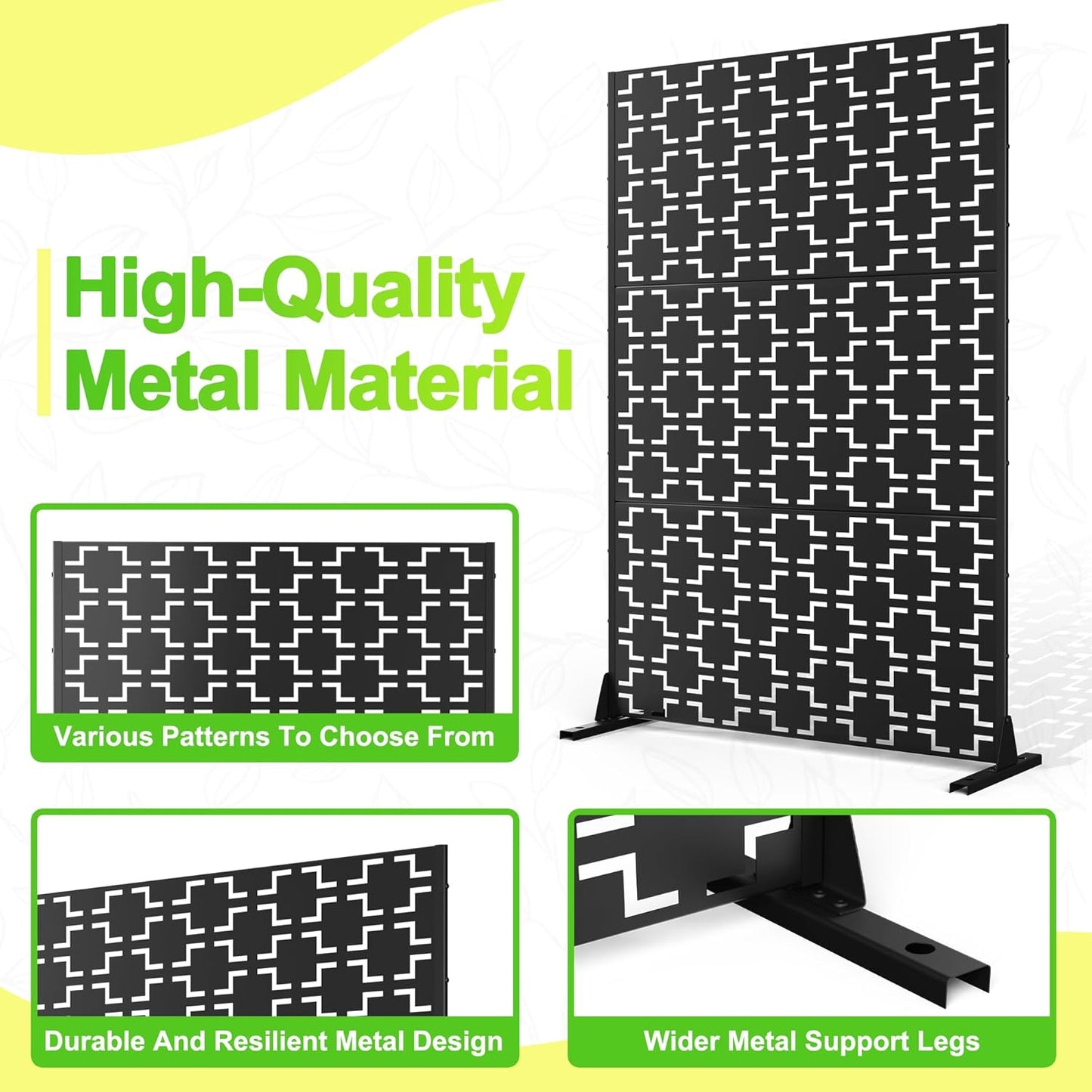 Outdoor Privacy Screen,72" H×47" W Metal Privacy Screen, Freestanding Privacy Fence Panels for Patio