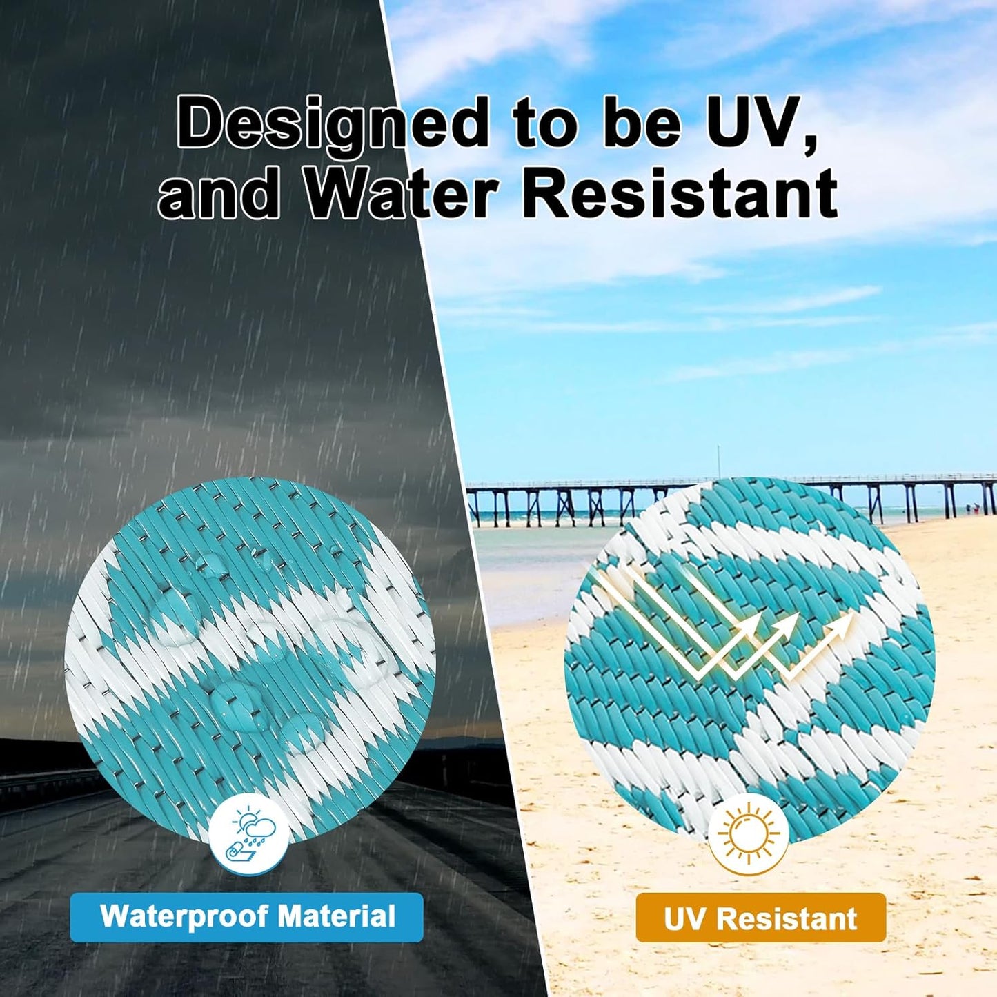 HEBE Outdoor Rug Waterproof 6x9, Reversible Plastic Straw Rug RV Camping Rug, Indoor Outdoor Patio Mat Clearance, Outside Carpet for Porch,Deck,Camper,Balcony,Backyard,Picnic