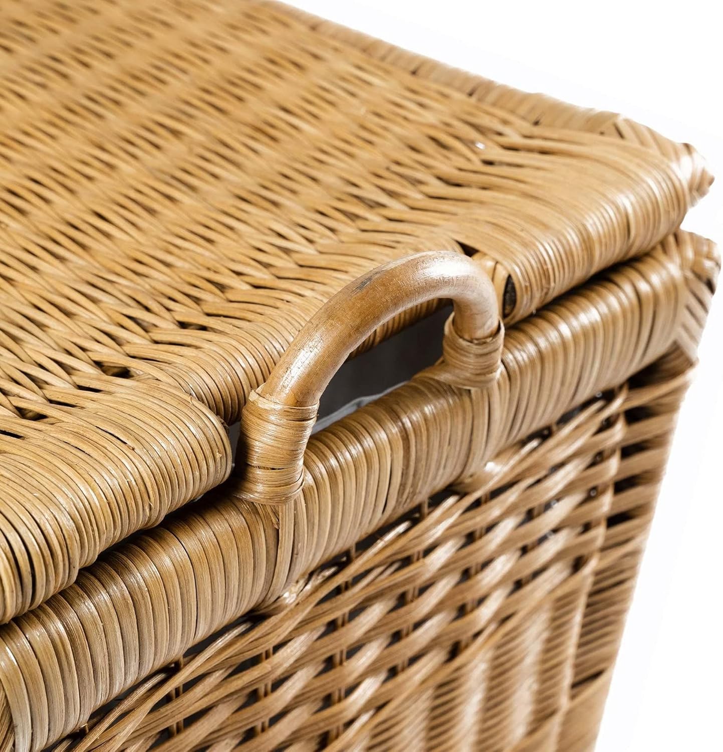 The Basket Lady Lift-Off Lid Wicker Storage Basket, Medium, 20 in L x 15 in W x 14 in H, Sandstone
