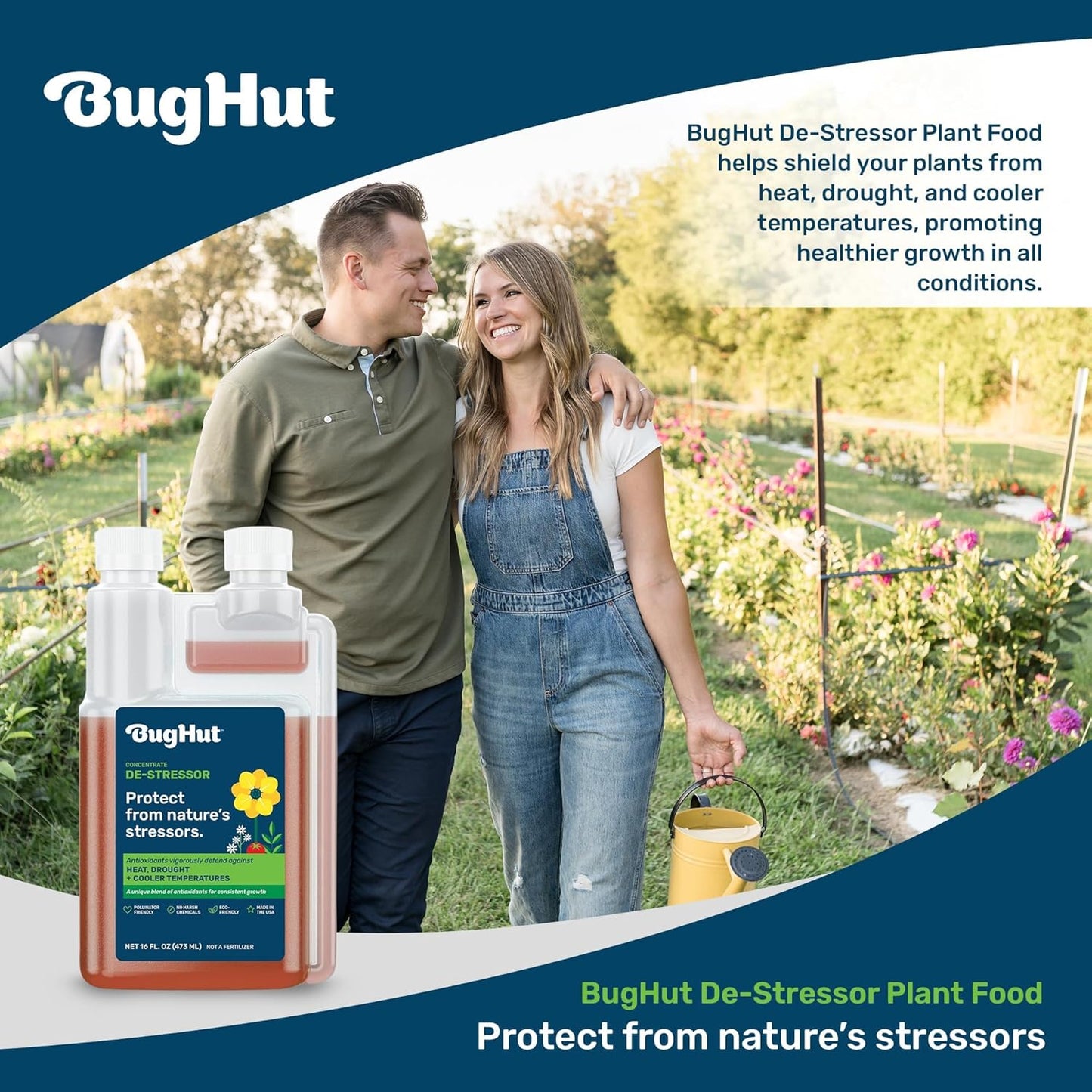 De-Stressor Plant Food - Natural Antioxidant for Healthy Growth and Protection - Liquid Antioxidant for Indoor and Outdoor Plants, Flowers, Vegetables - 0.5 oz., Makes 2 gallons