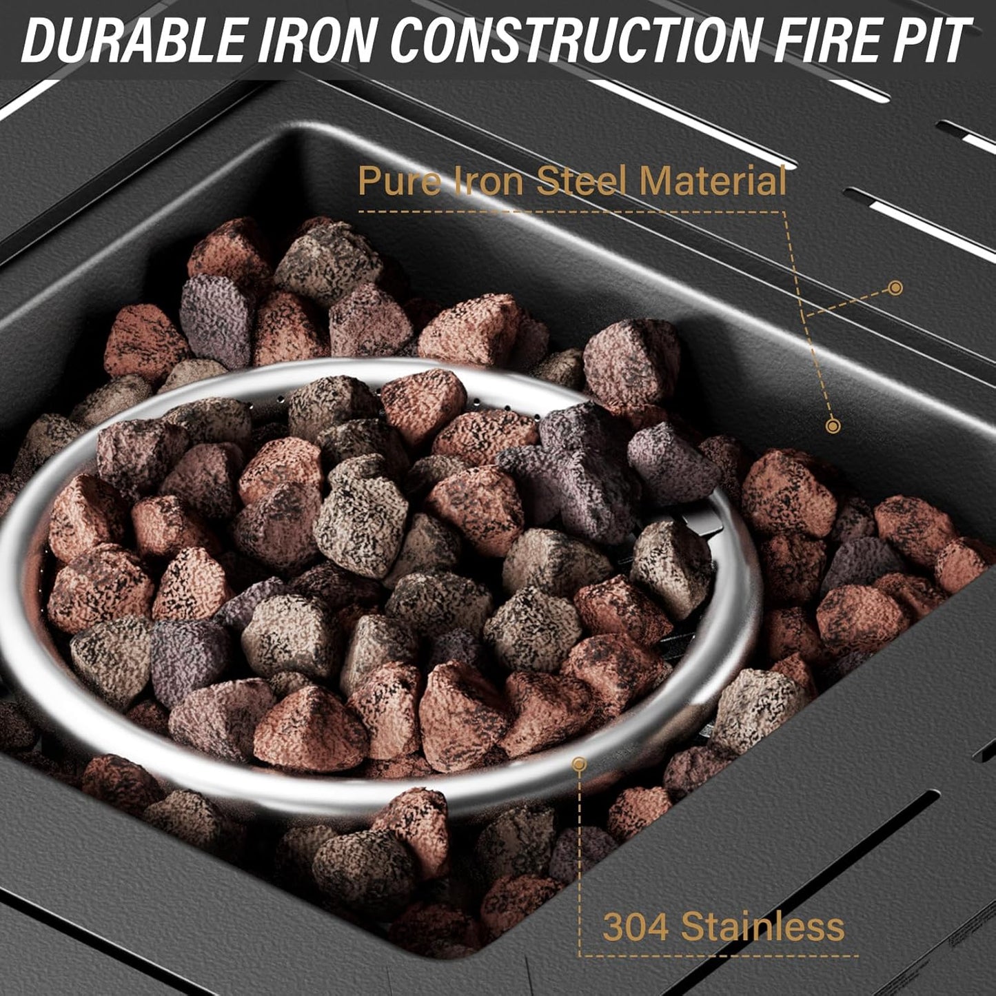 7-Piece Modern Black Wicker Patio Conversation Set - 4 Swivel Glider Chairs & 50,000 BTU Propane Fire Table