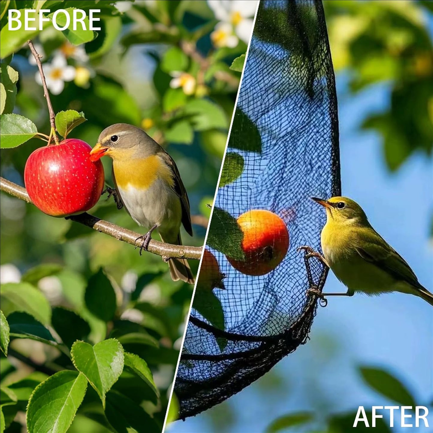 12 x 50 FT Bird Netting for Garden, 1" Square Mesh Size Heavy Duty Nylon Chicken Coop Netting for Blueberry Bushes, Fruit Trees and Vegetable Against Birds, Deer, Squirrels (12X50FT)