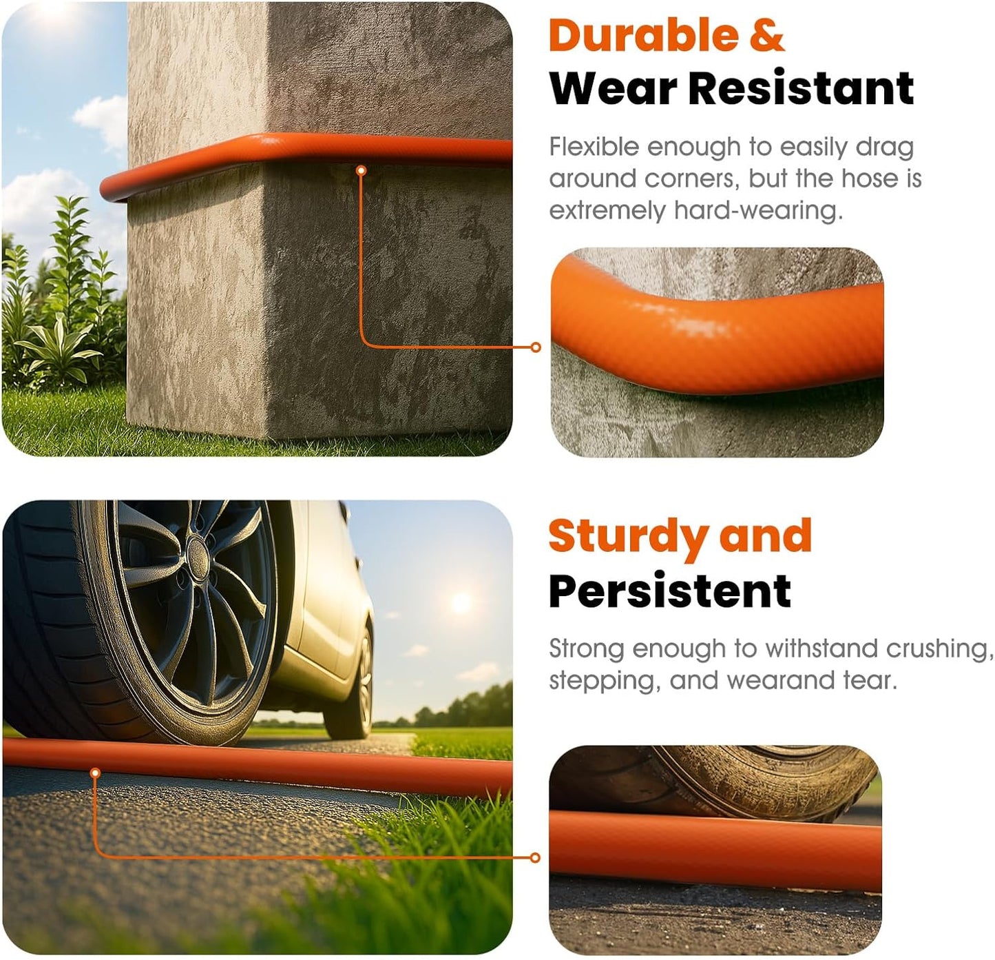 Heavy Duty Garden Hose 5/8 in x 50 ft with Swivel Fitting, Super Flexible Water Hose, All-weather, Lightweight, Burst 600 PSI