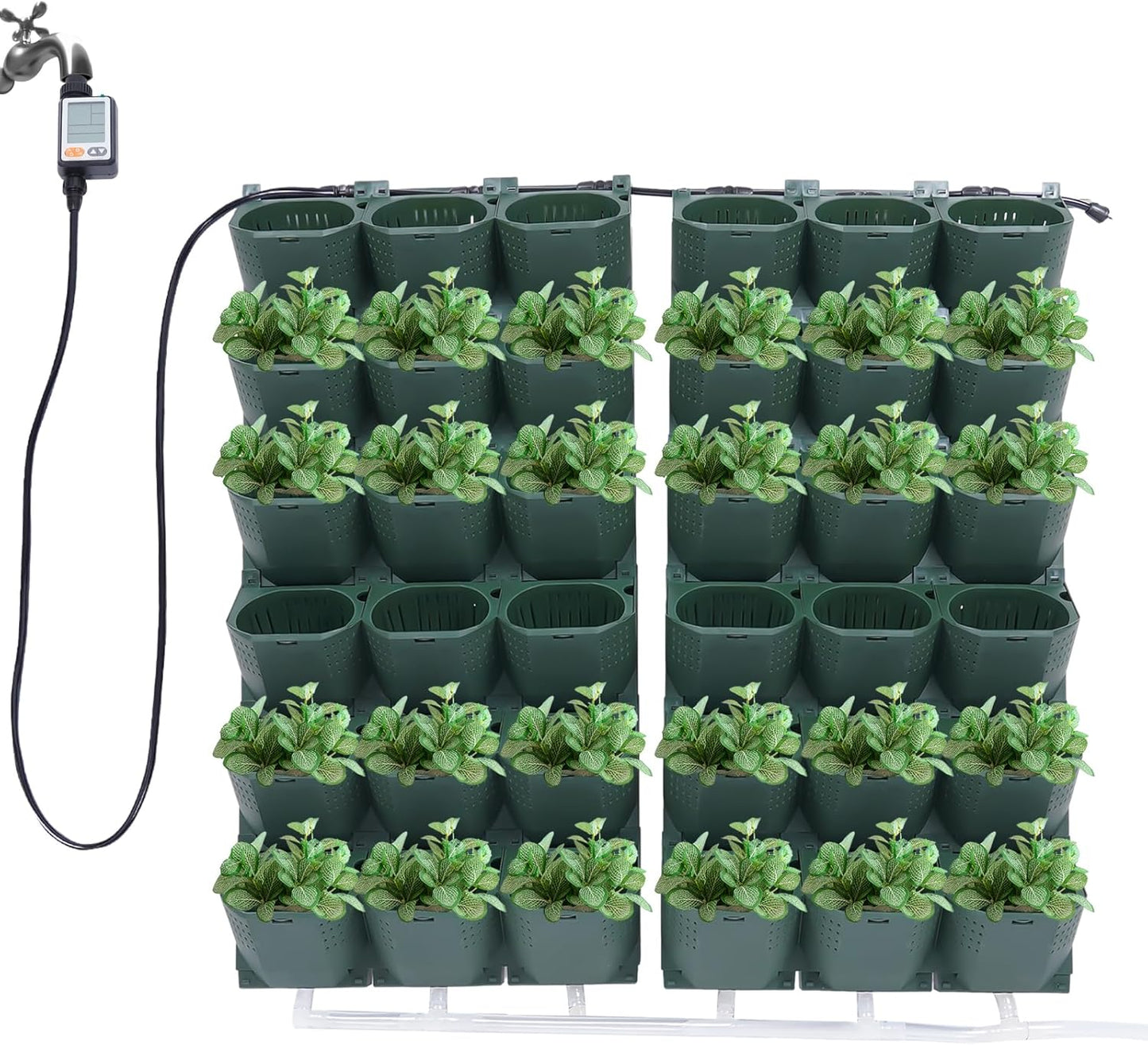 36 Pots Self-Watering Wall-Mounted Planter, 39.4”L x 46.5”H Vertical Wall Planter Self Watering Stackable Planters Vertical Garden Wall Garden Planter Outdoor Indoor for Herbs Flowers Strawberries