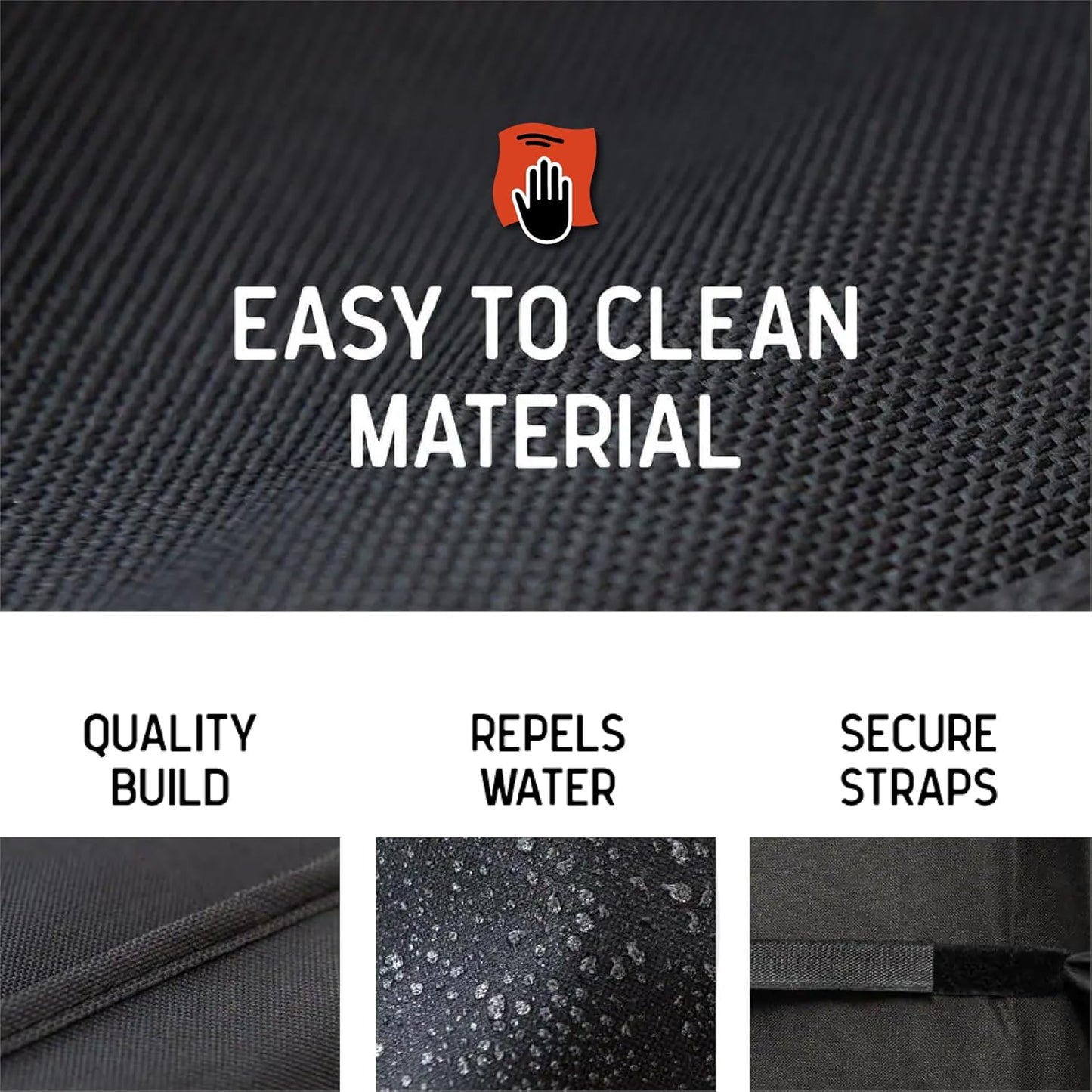 66" Gas Grill Cover for 5&6-Burner Grill, Water-Resistant Heavy Duty Polyester PVC Blend, Adjustable Straps, Built-In Pouch, Designed for Standard 5 & 6-Burner BBQ Grills, Black - 700-20142