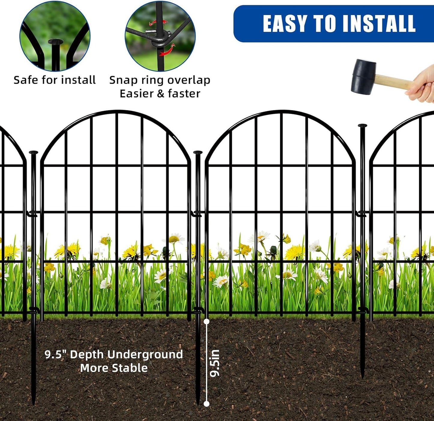 26 Pack Decorative Garden Fence, 22in X 28ft Arched No Dig Fence Border, Garden Edging Border, Rustproof Metal Animal Barrier with Ground Stake for Dog, Rabbit, Outdoor Yard Patio Decor