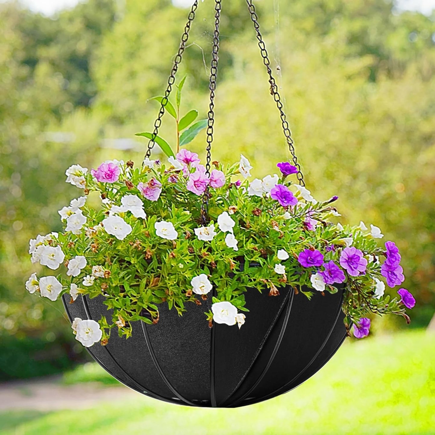 Adnee 3 Pcs 12 Inch Fabric Planter Basket Liner-Felt Flower Pot Liners-Hanging Plant Basket Fiber Insert for Garden Wall Hanging Planter Flower Vegetables(Round)