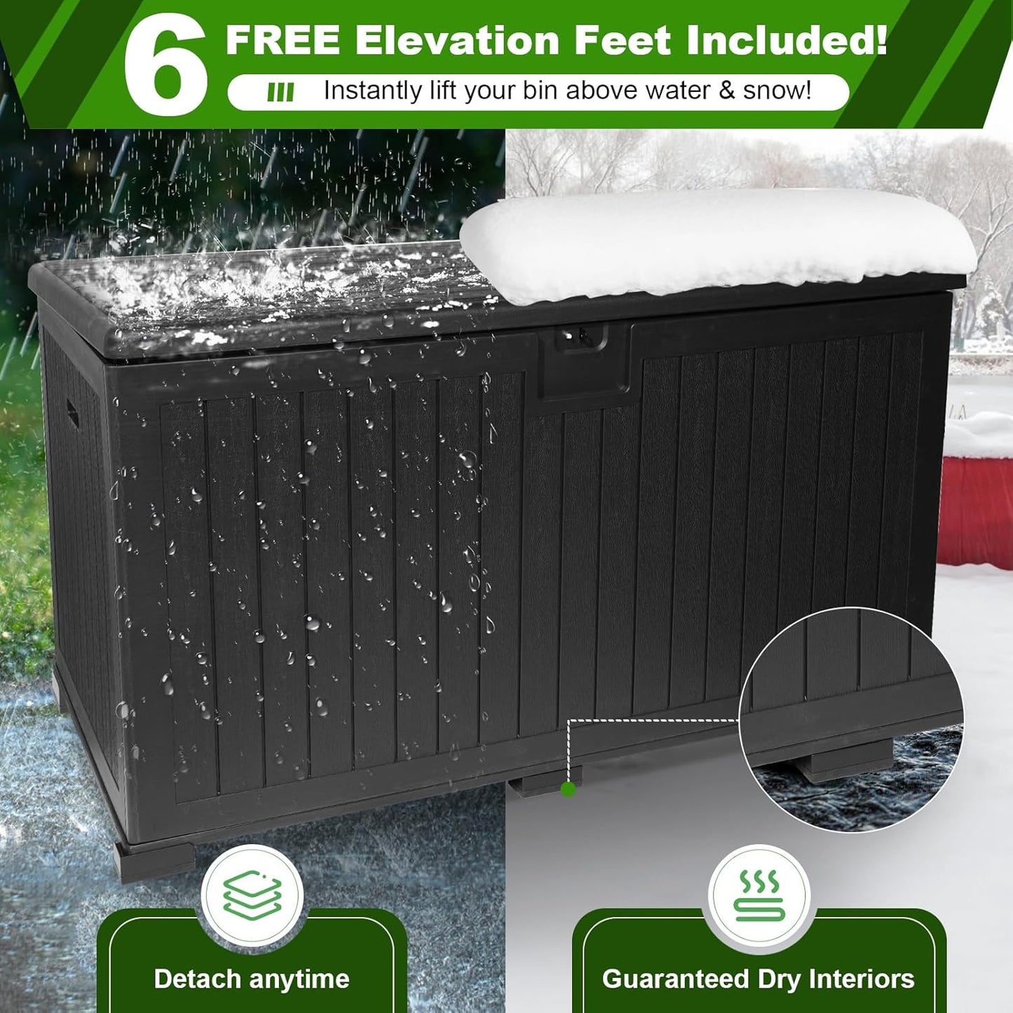 320 Gallon Outdoor Storage Box Waterproof, Extra Large Plastic Outside Deck Box Weatherproof, Resin Outdoor Cushion Storage Container with Lock and Lids for Cushion and Pool Equipment, Black