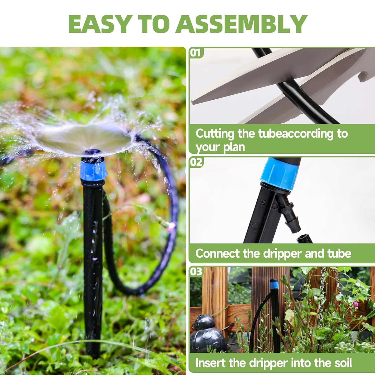 60 Pack Drip Irrigation Emitters Sprays for 1/4 Drip Irrigation Tubing, Irrigation System for Garden (30 Pcs Emitters Vortex + 30 Pcs Emitters Stream)