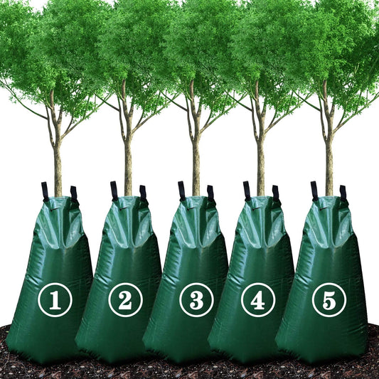 20 Gallon Tree Watering Bags, Reusable, Heavy Duty, Slow Release Water Bags for Trees, Premium PVC Tree Drip Irrigation Bags 5 Pack