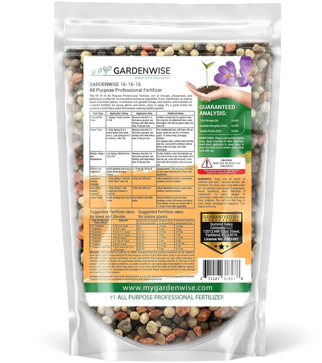 16-16-16 All Purpose Professional Fertilizer - Lawn & Flower & Tree & Shrub & Vegetable Garden Fertilizer (4 QUARTS)