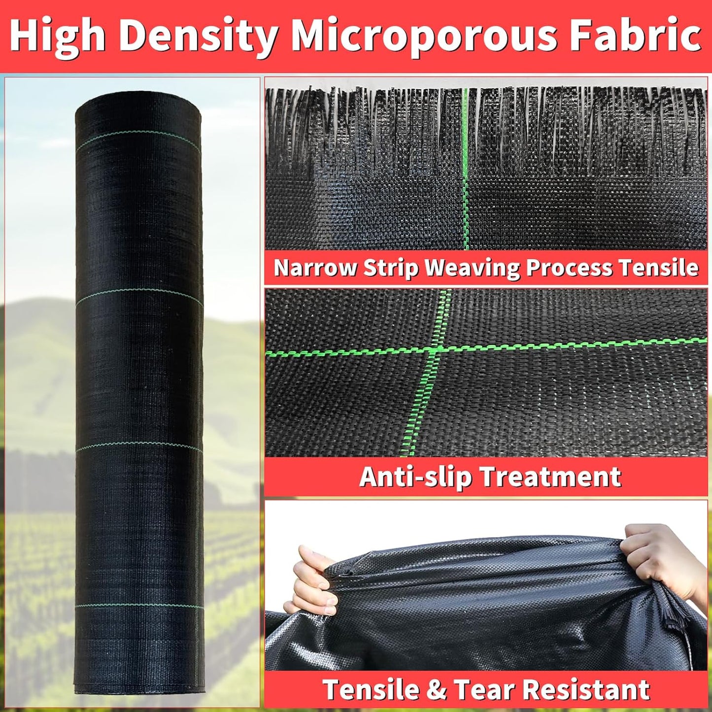 3ft x 250ft Landscape Fabric -Heavy Duty Weed Barrier Fabric for Landscaping, Weed Blocker Cloth,Geotextile Fabric for Garden, Driveway & Ground Cover, Garden Weed Mats,Grid Design