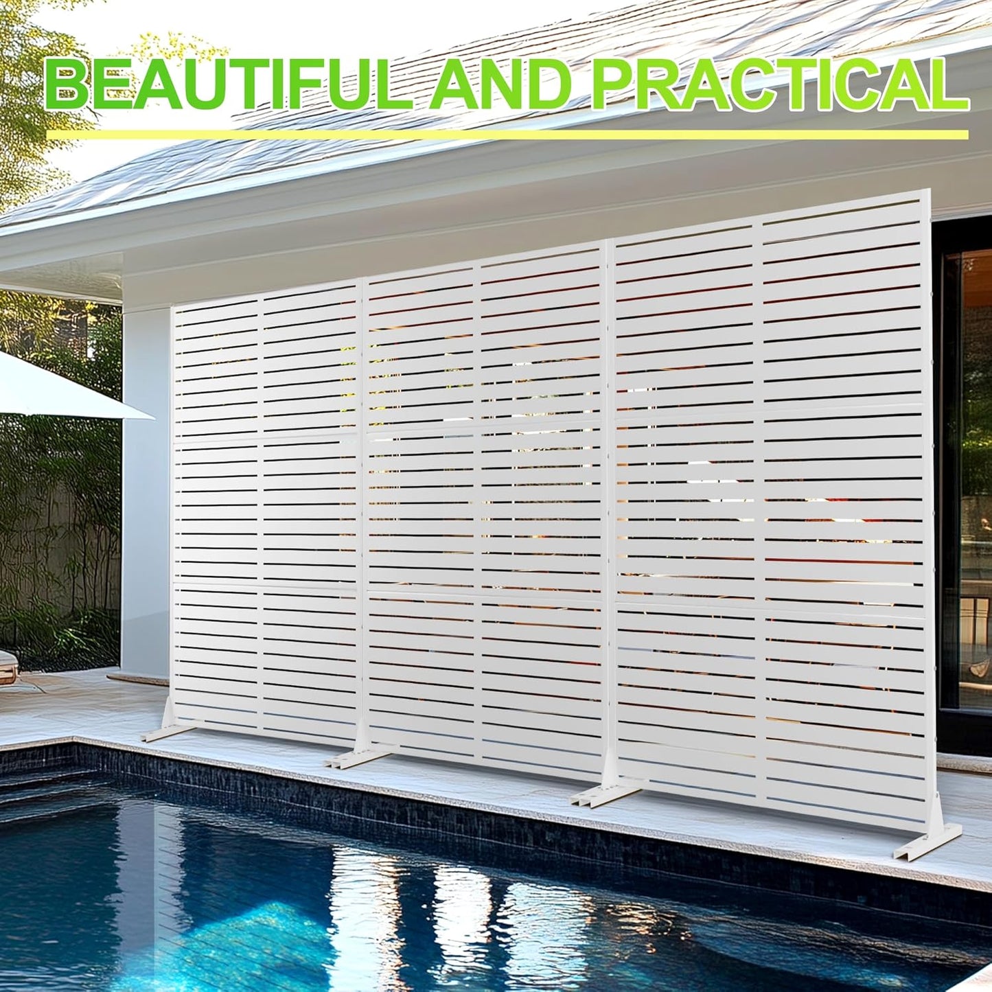Outdoor Privacy Screen,72" H×47" W Metal Privacy Screen, Freestanding Privacy Fence Panels for Patio