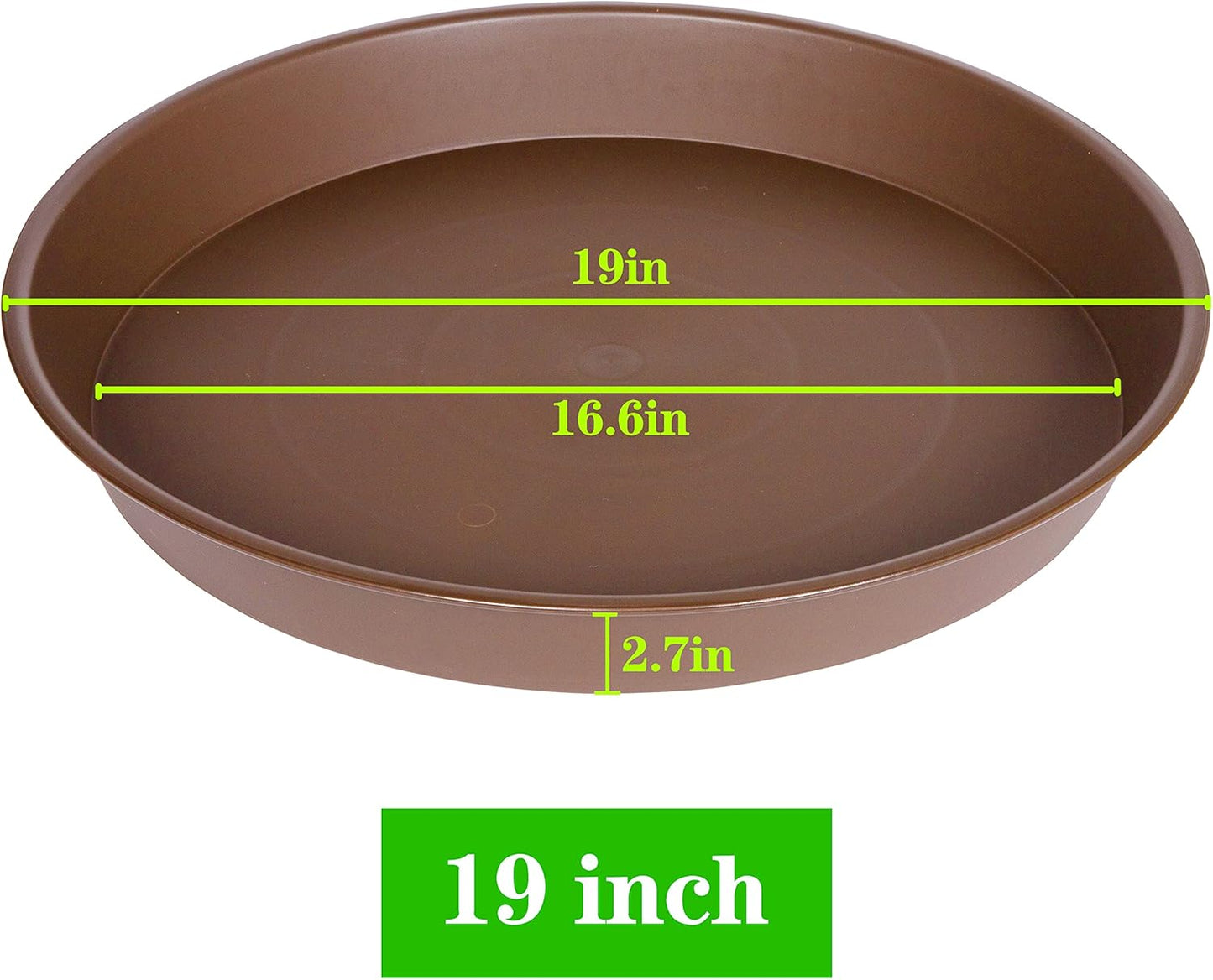 4 Pack of 18 19 inch Plant Saucer Drip Tray (16.6 inch Base), Heavy Duty Large Deep Plant Saucers for Pots, Bird Bath Bowls, Plastic Planter Water Trays for Indoors Outdoor (18", Chocolate)