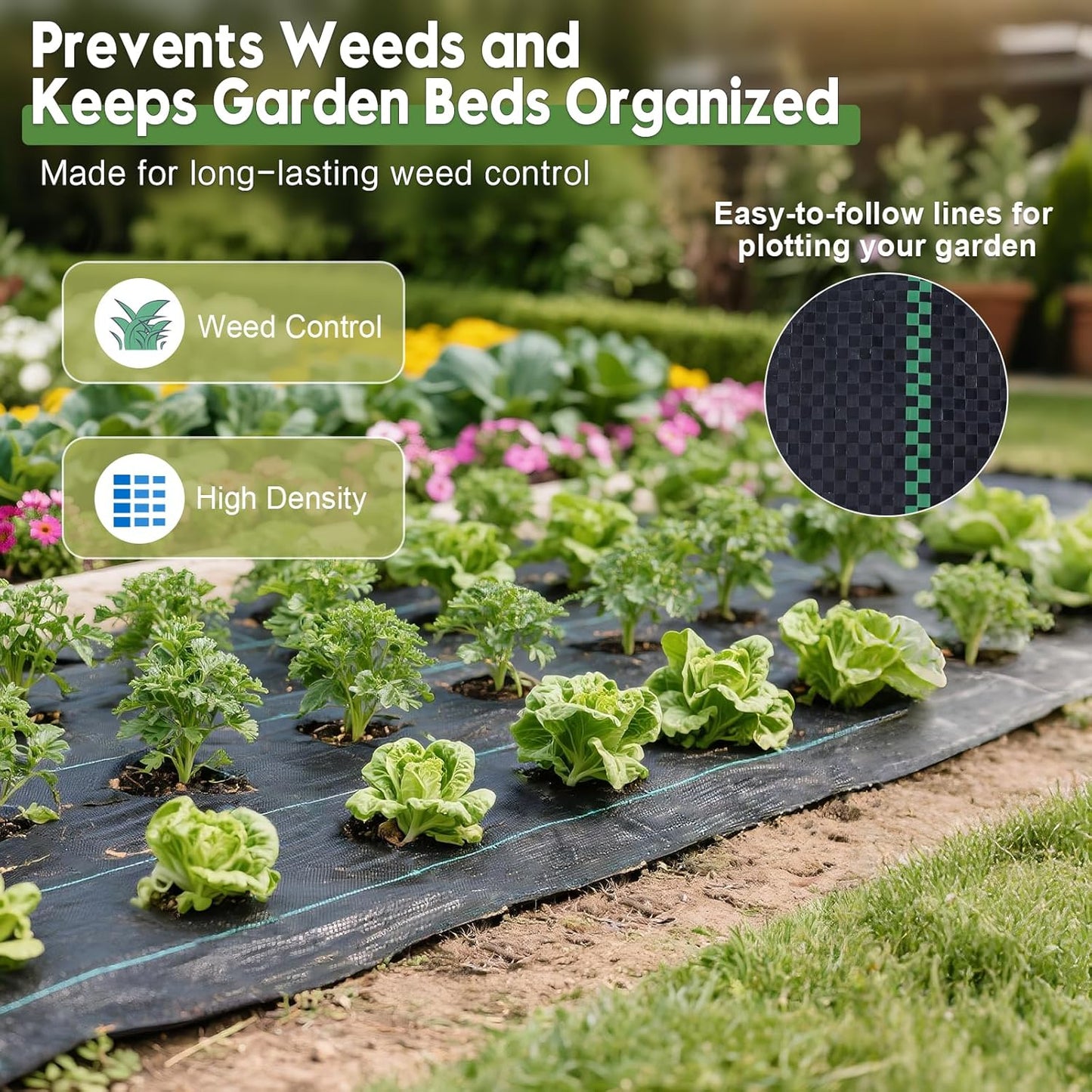 6FTx100FT Weed Barrier Fabric Heavy Duty, Gardening Landscape Fabric Cover Mat, Durable Weed Control Fabric for Garden Bed Cover, Landscaping, Commercial Driveway, Underlayment Use (6x100FT-3.2OZ)